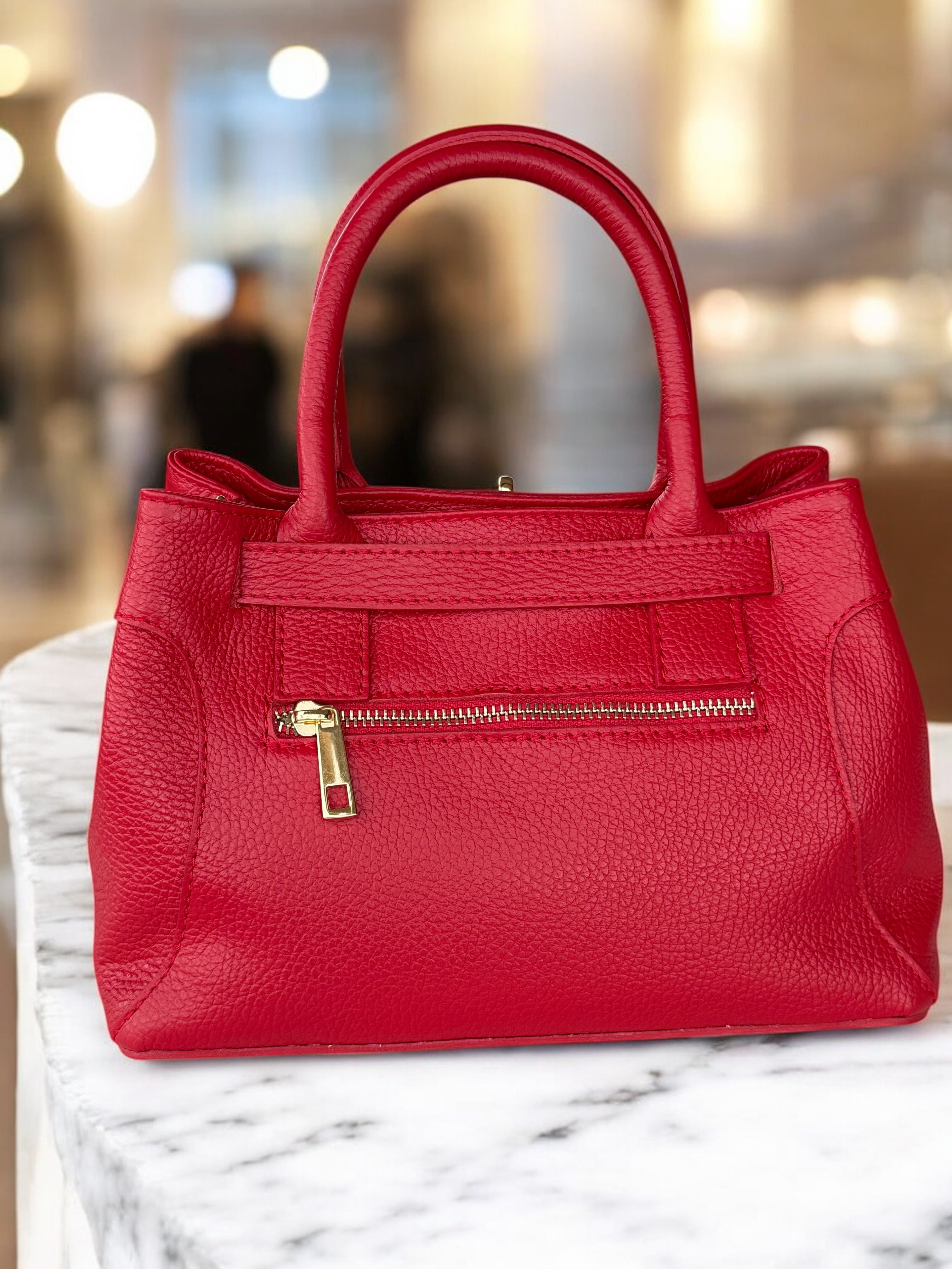 Pebbled  Leather Top-Handle Handbag