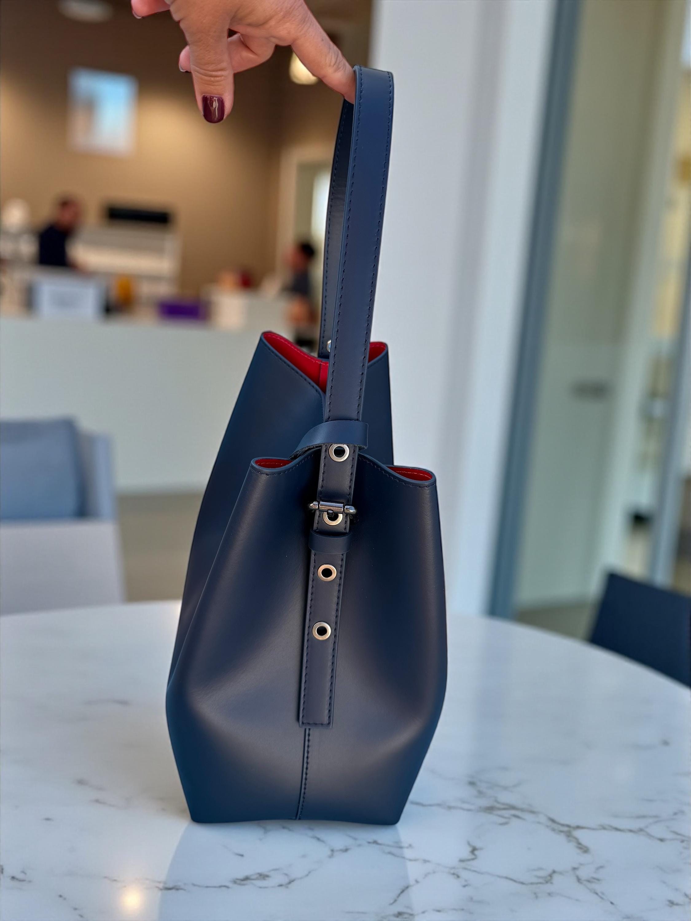 Leather Navy or chocolate brown shopper