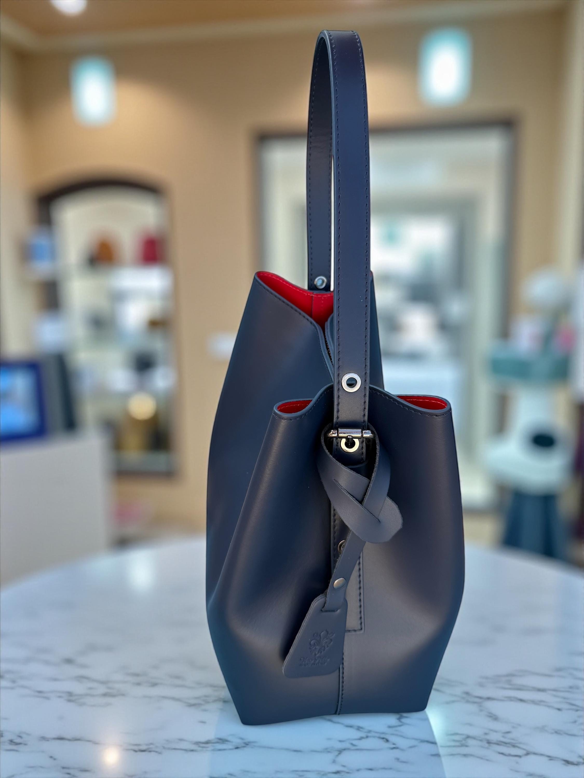 Leather Navy or chocolate brown shopper