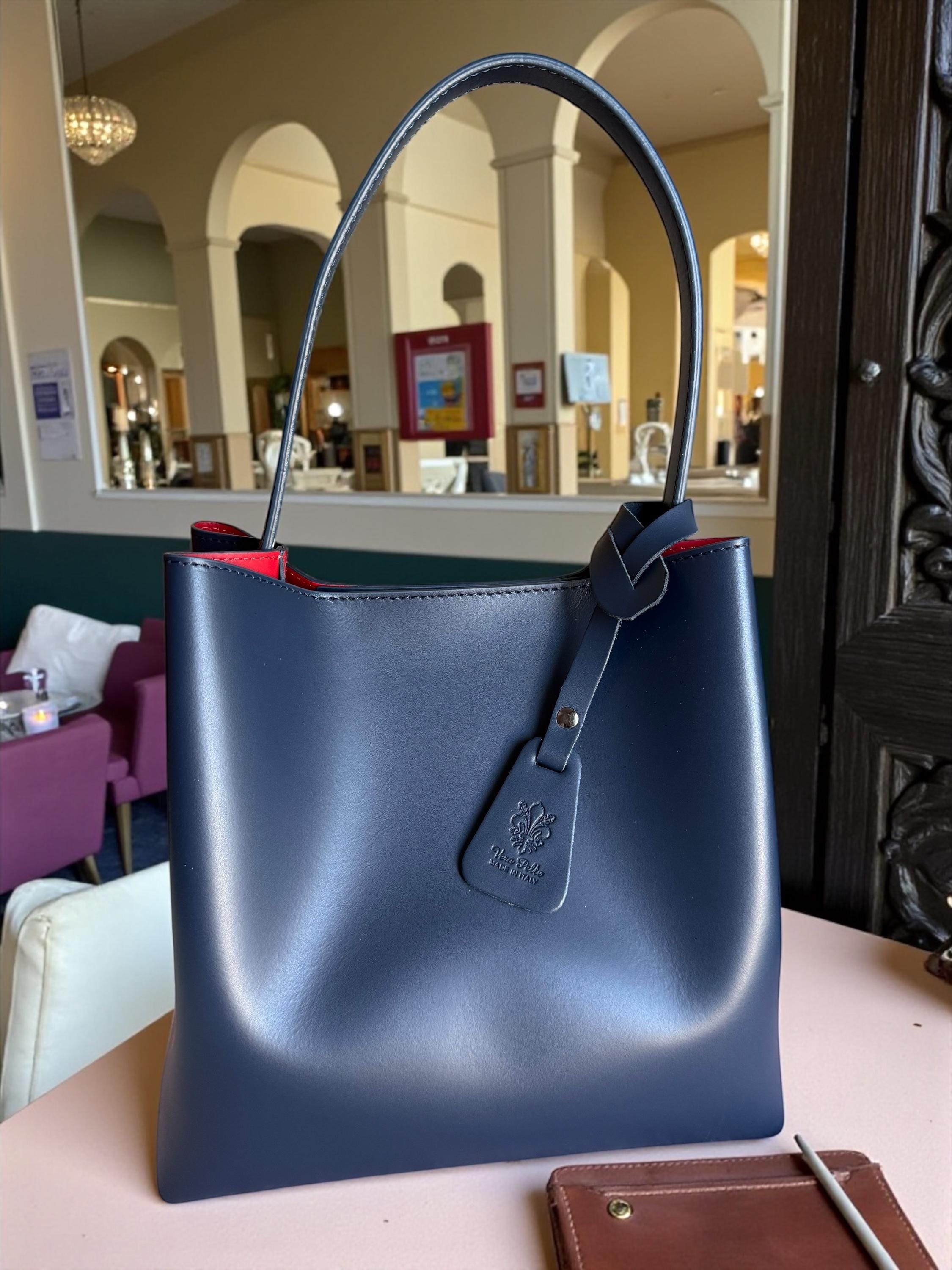 Leather Navy or chocolate brown shopper