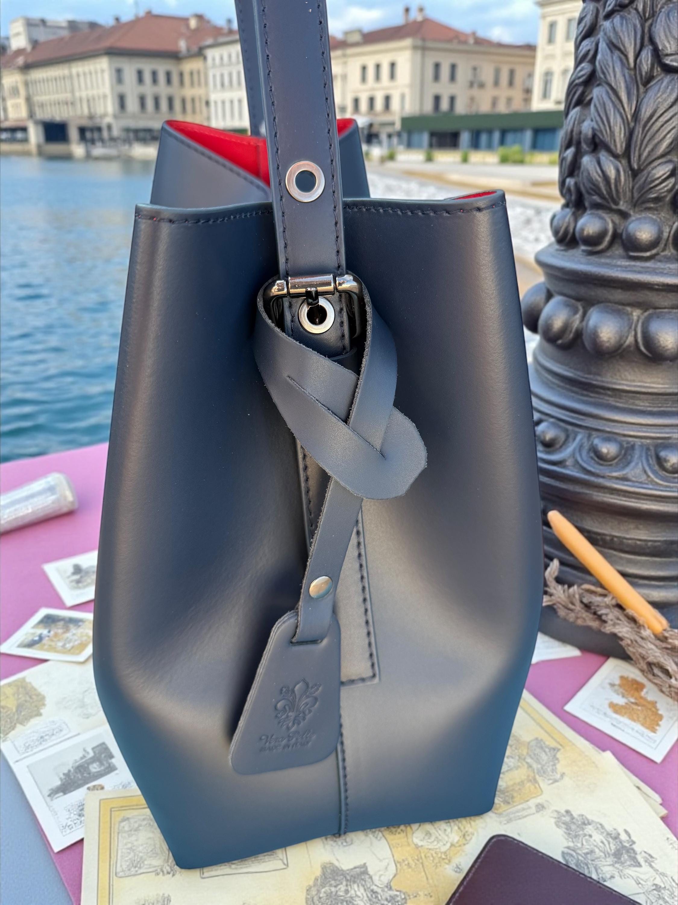 Leather Navy or chocolate brown shopper