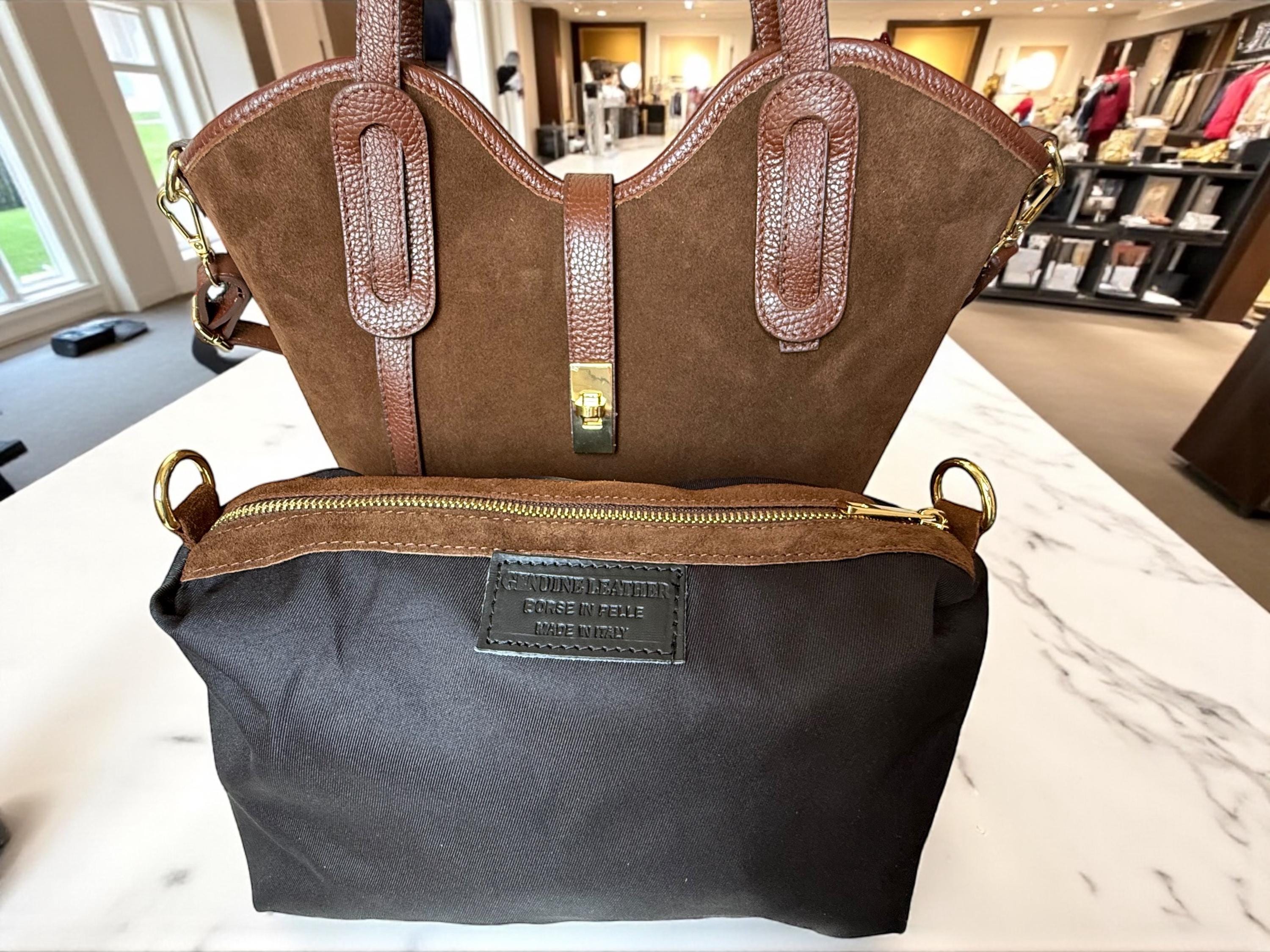 Suede and Leather Trapezoid shopper