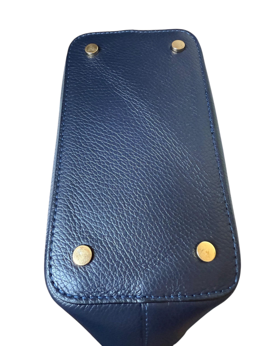 Navy Leather Trapezoid shopper