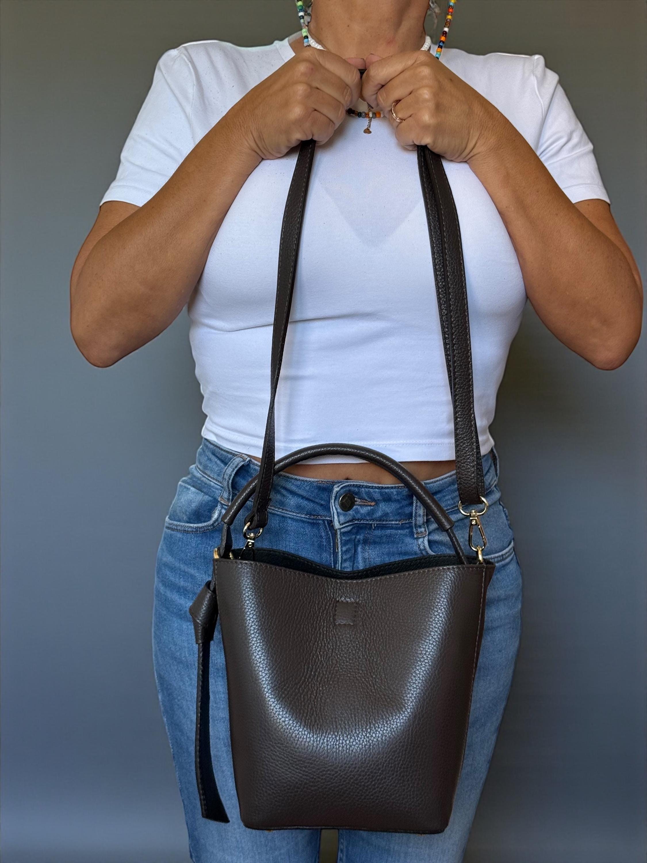 Pebble Leather & Suede chocolate Brown handbag