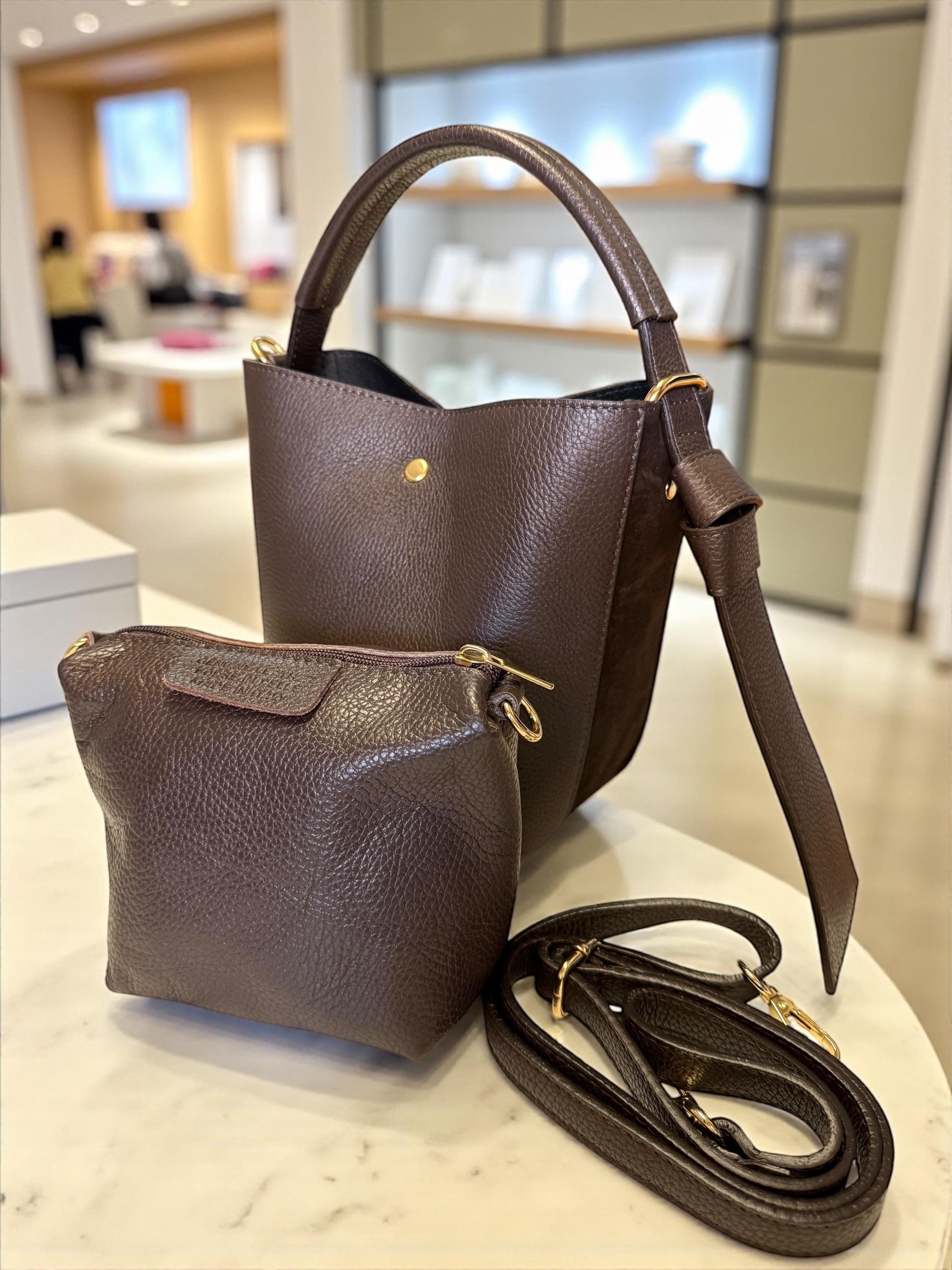 Pebble Leather & Suede chocolate Brown handbag
