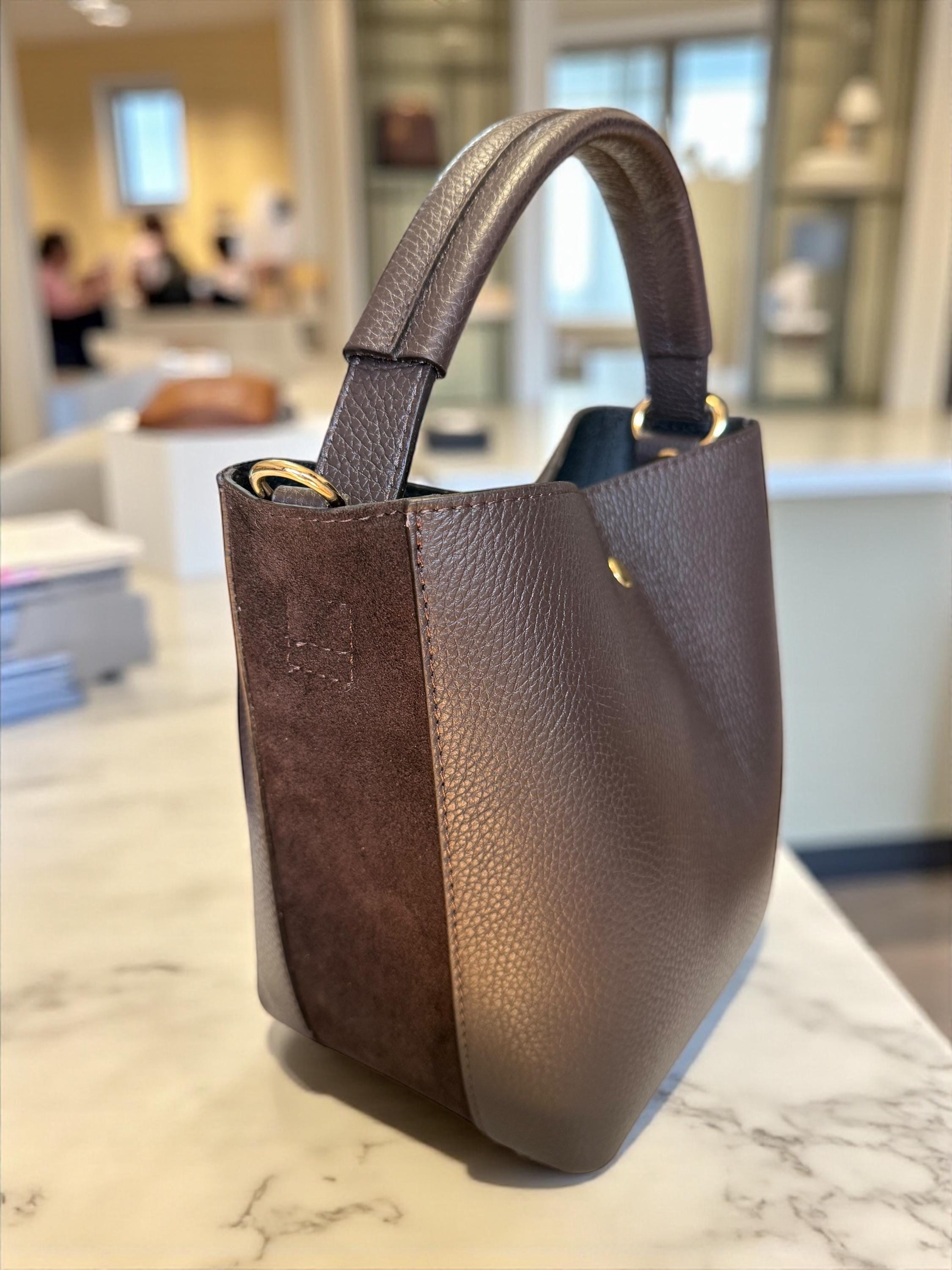 Pebble Leather & Suede chocolate Brown handbag