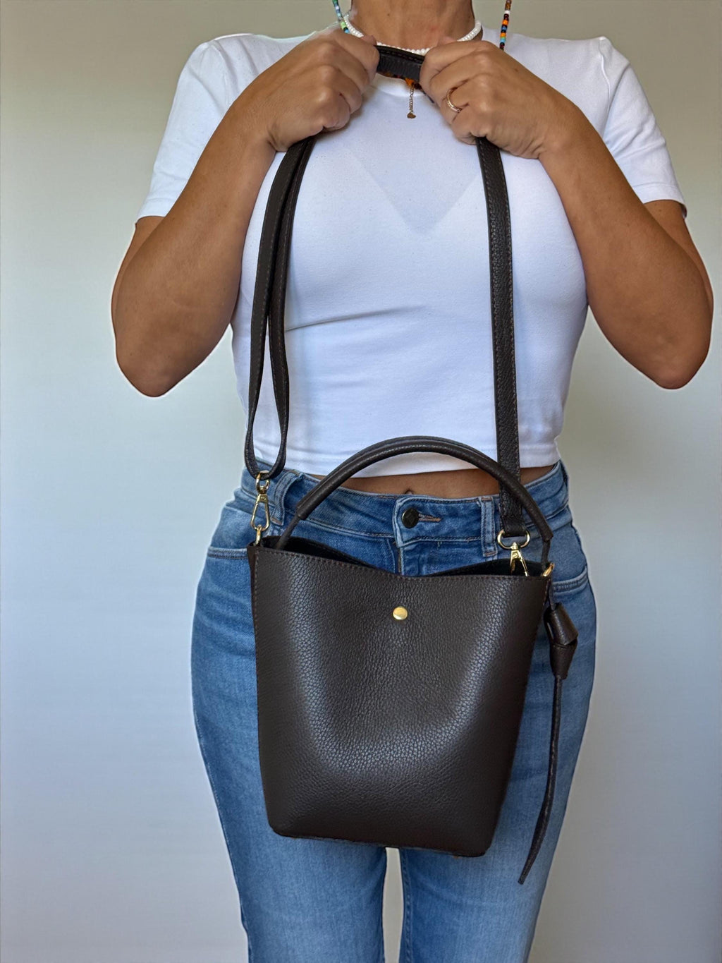 Pebble Leather & Suede chocolate Brown handbag