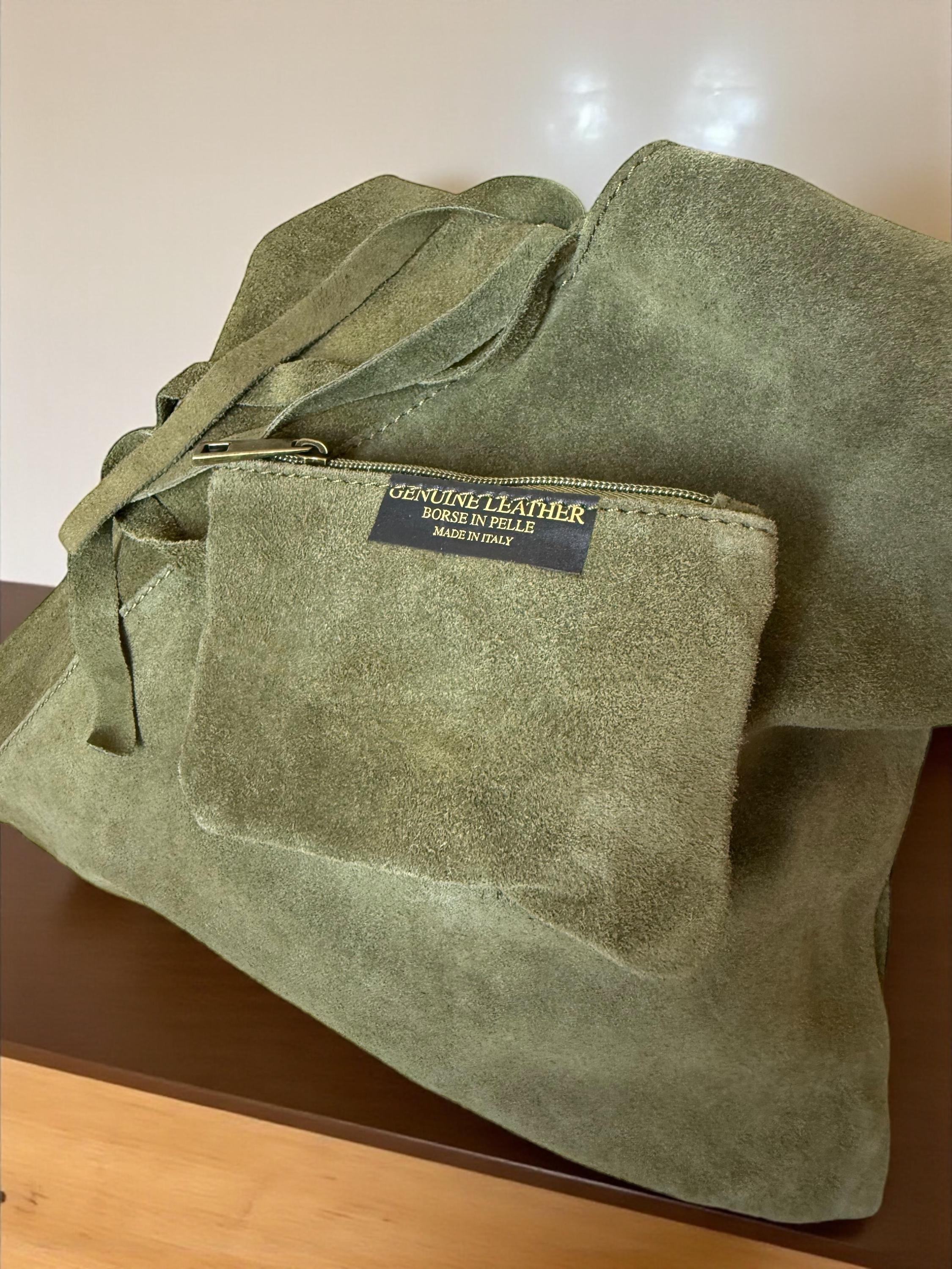 Large Green Suede slouchy boho hobo