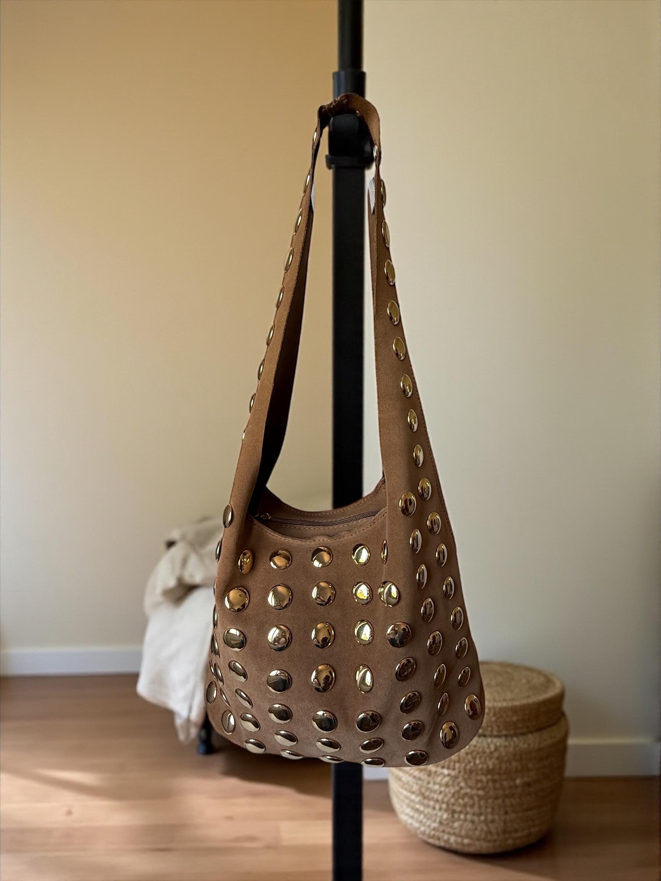 Extra Soft Suede gold studded Shoulder Bag