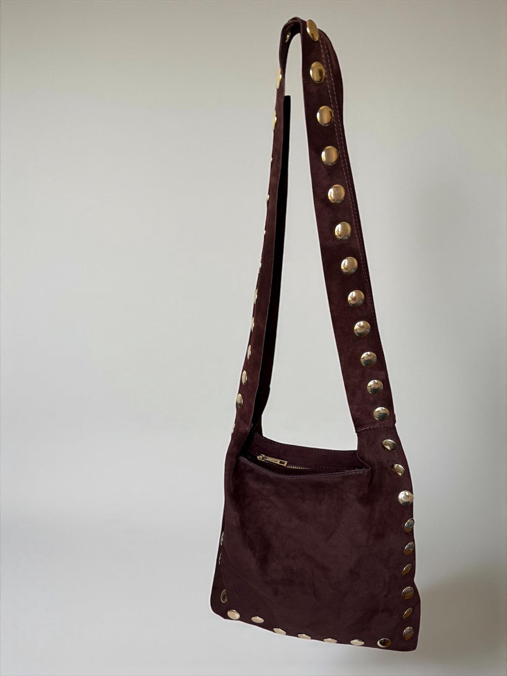 Large Ultra-Soft Studded Suede Shoulder Bag