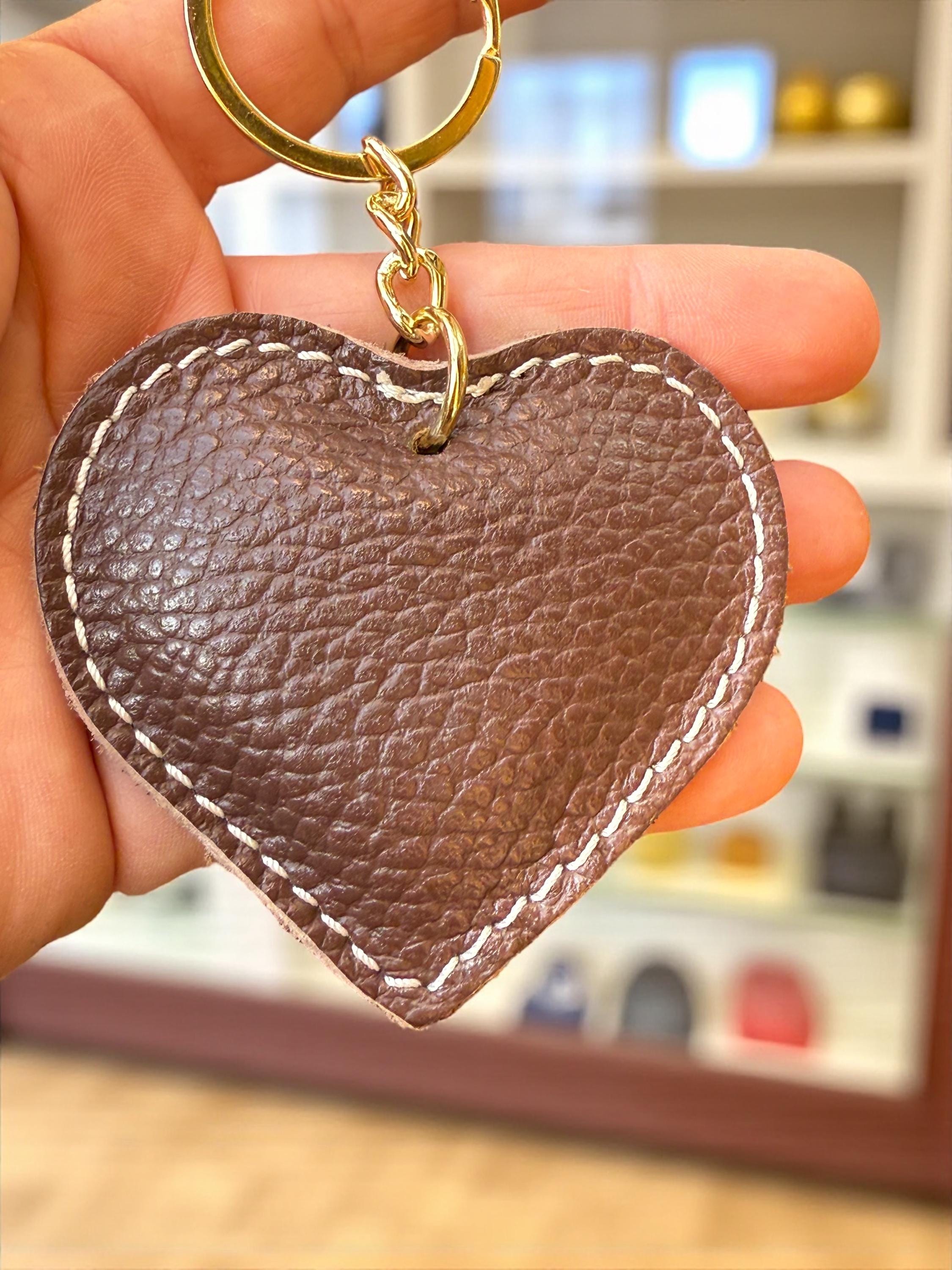 Heart-Shaped Leather Bag Charm