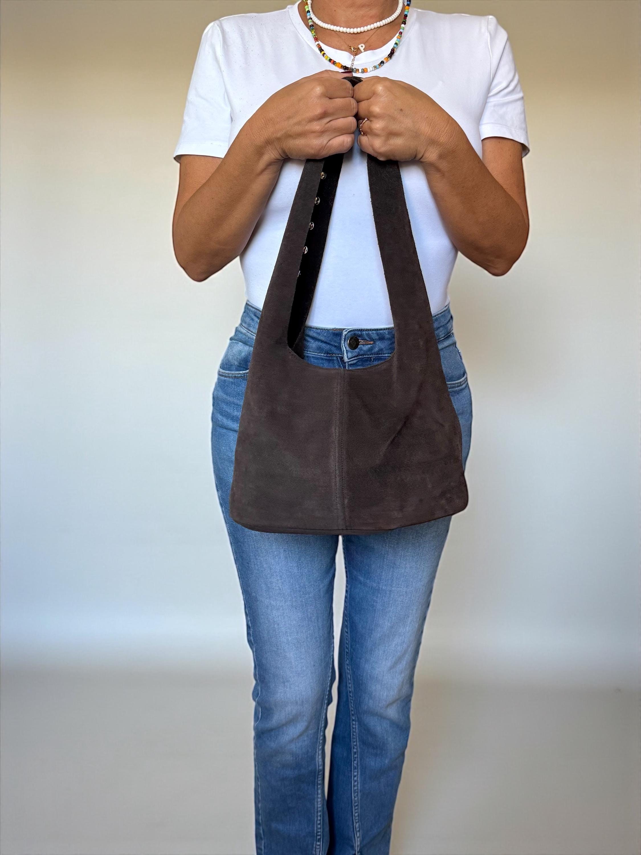 Extra Soft and Flexible  Suede and Gold studded Shoulder Bag