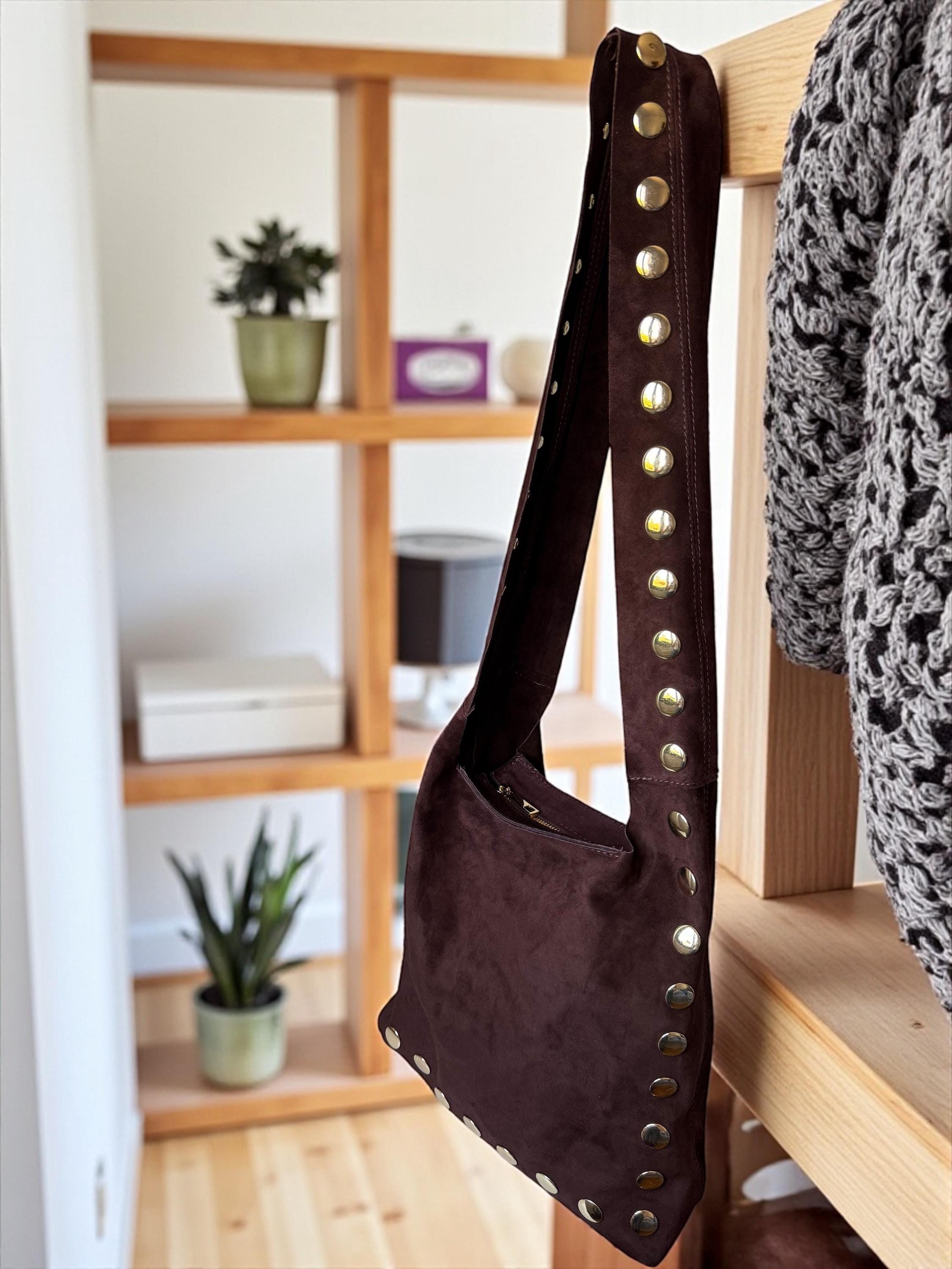 Large Ultra-Soft Studded Suede Shoulder Bag