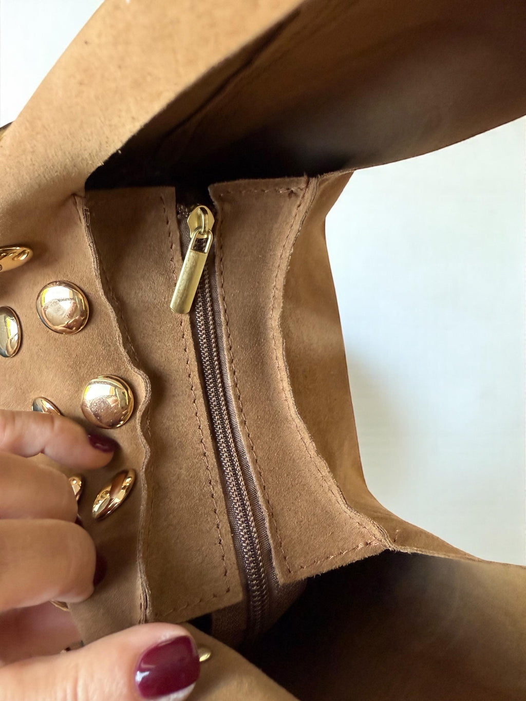 Extra Soft Suede gold studded Shoulder Bag