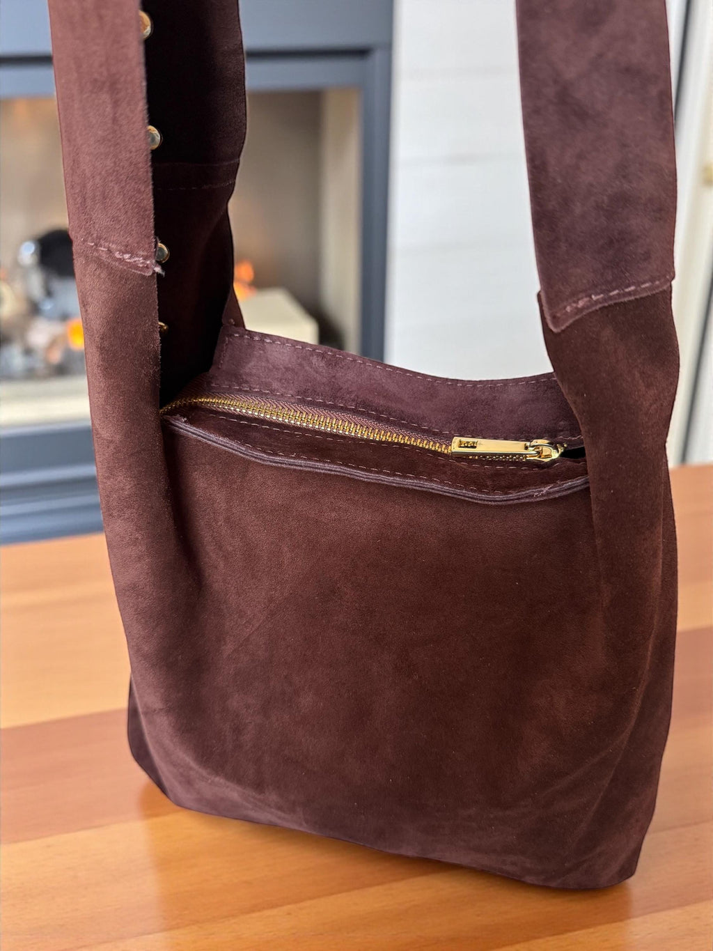 Large Ultra-Soft Studded Suede Shoulder Bag