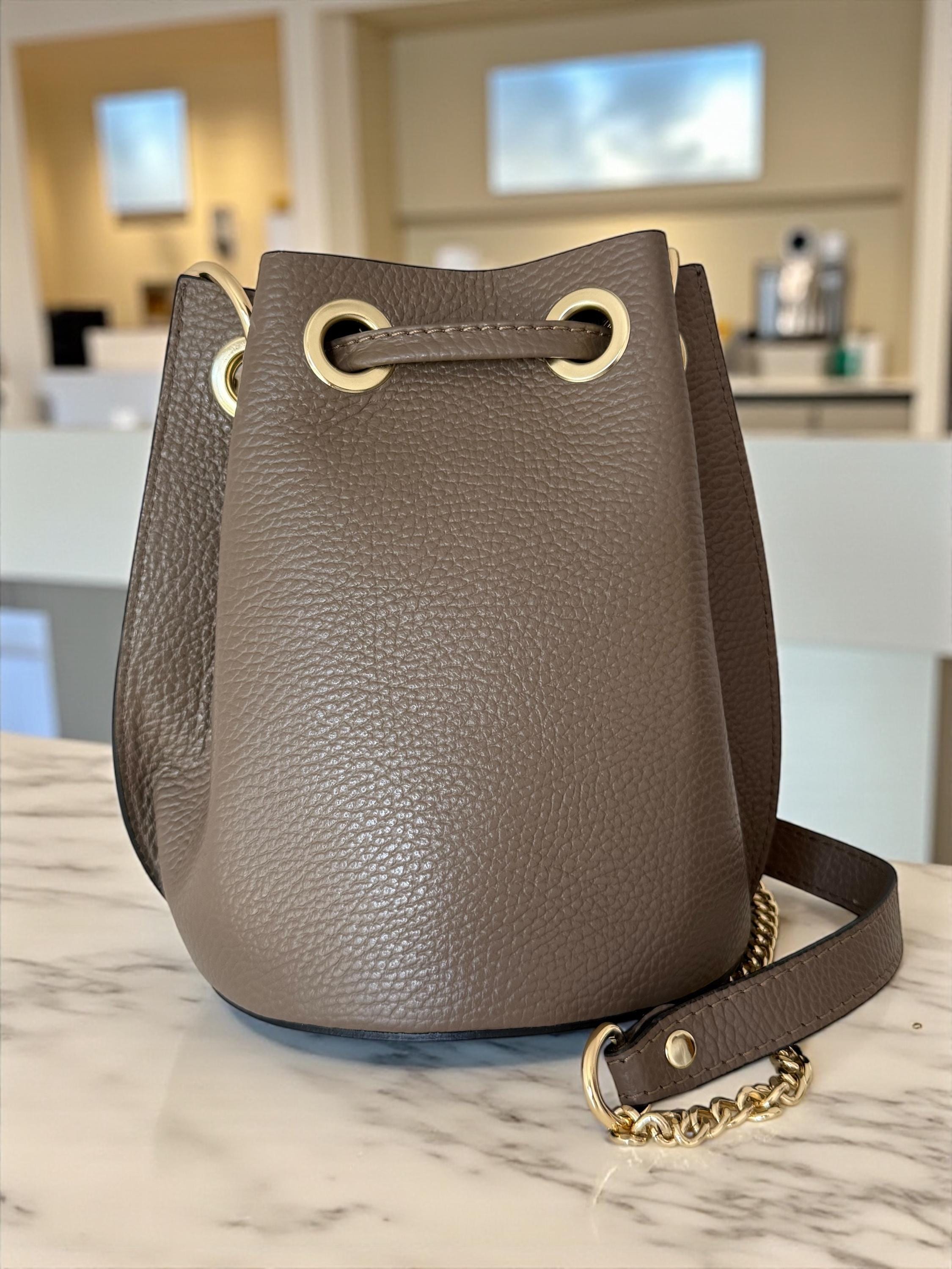 Pebbled Leather Bucket Bag