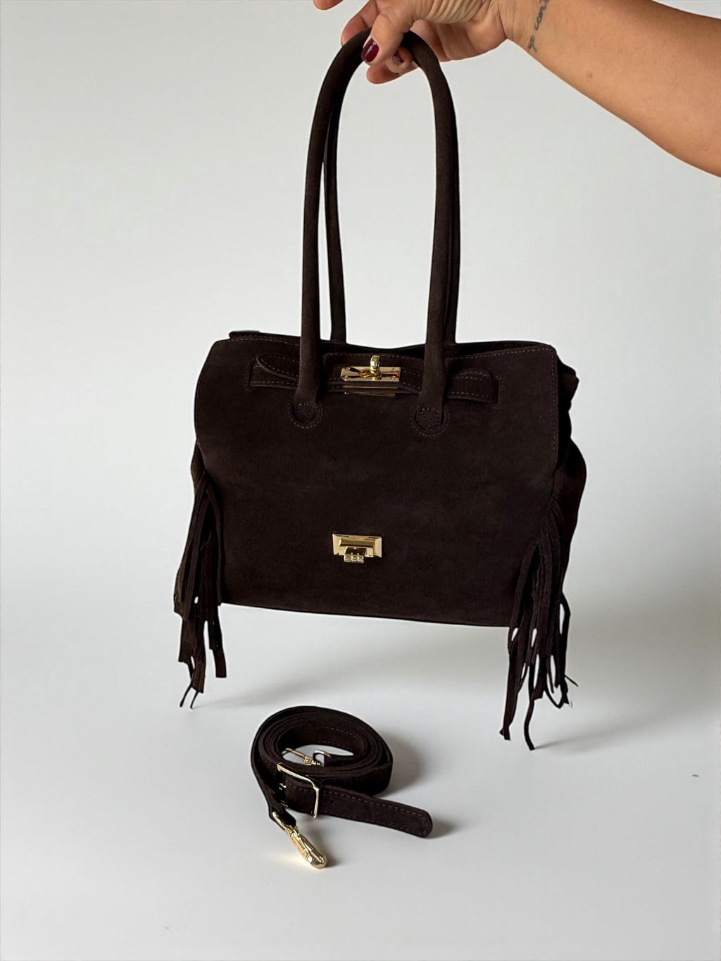 Large Suede Shoulder fringe Bag