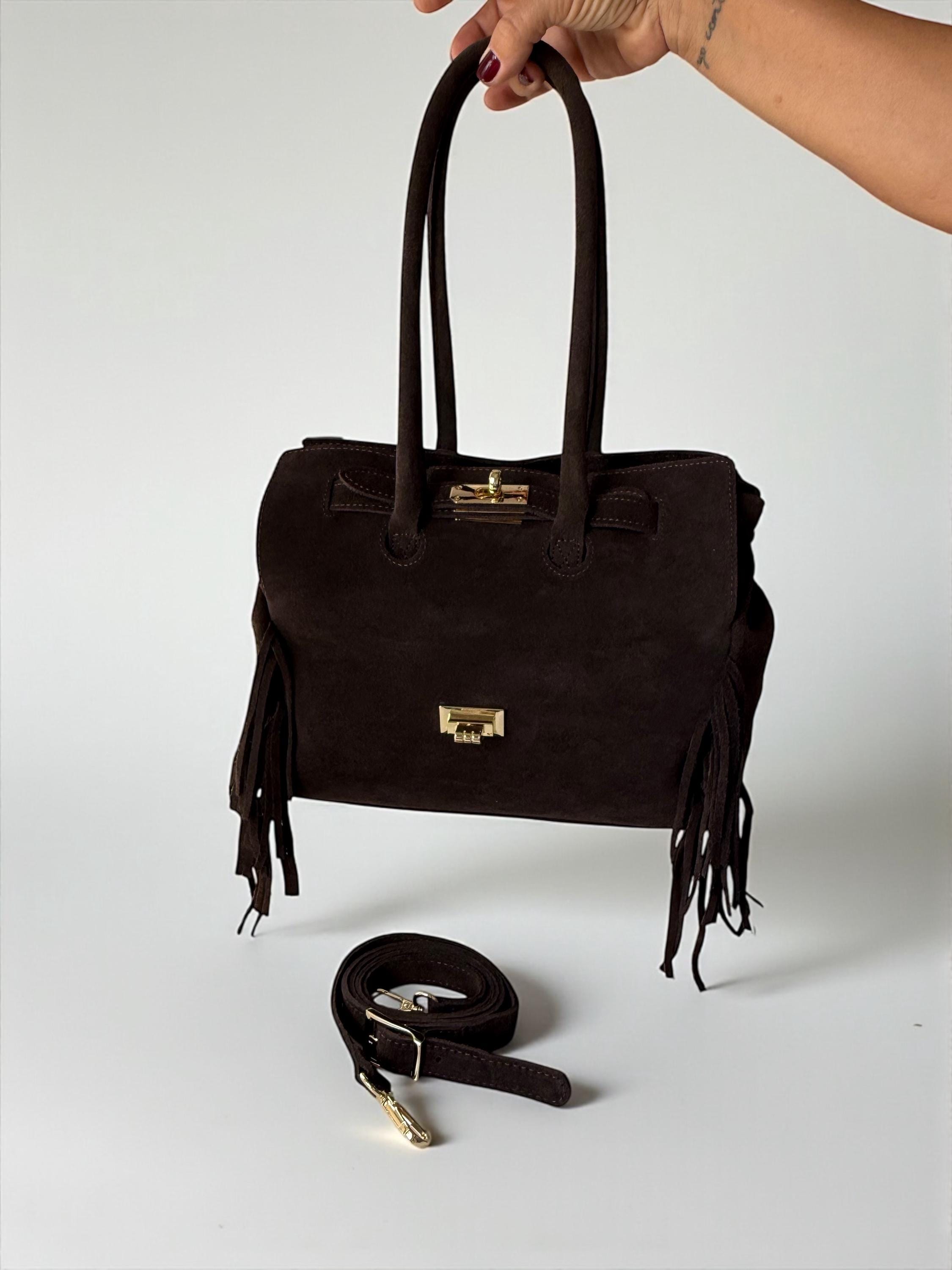 Large Suede Shoulder fringe Bag