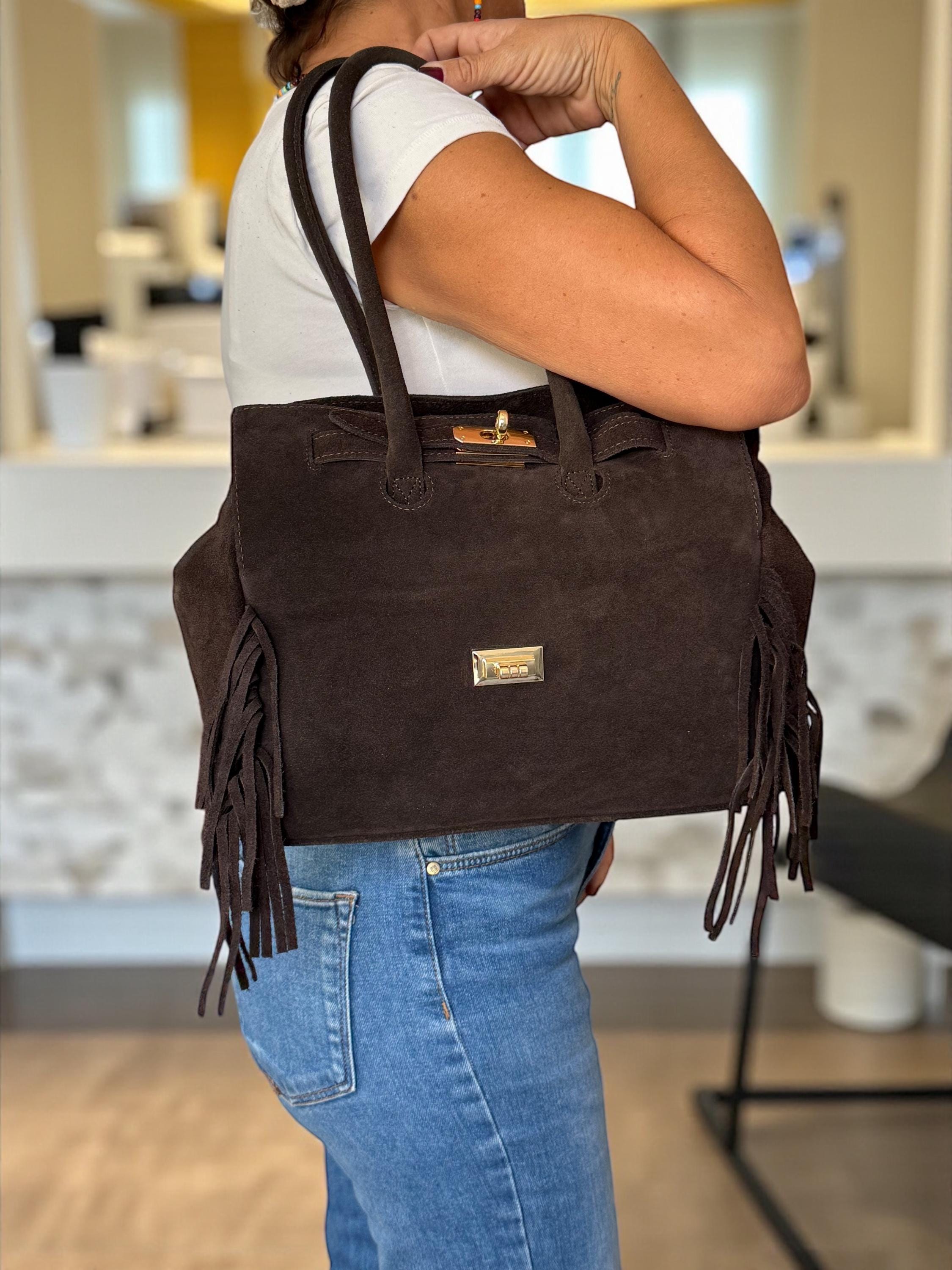 Large Suede Shoulder fringe Bag