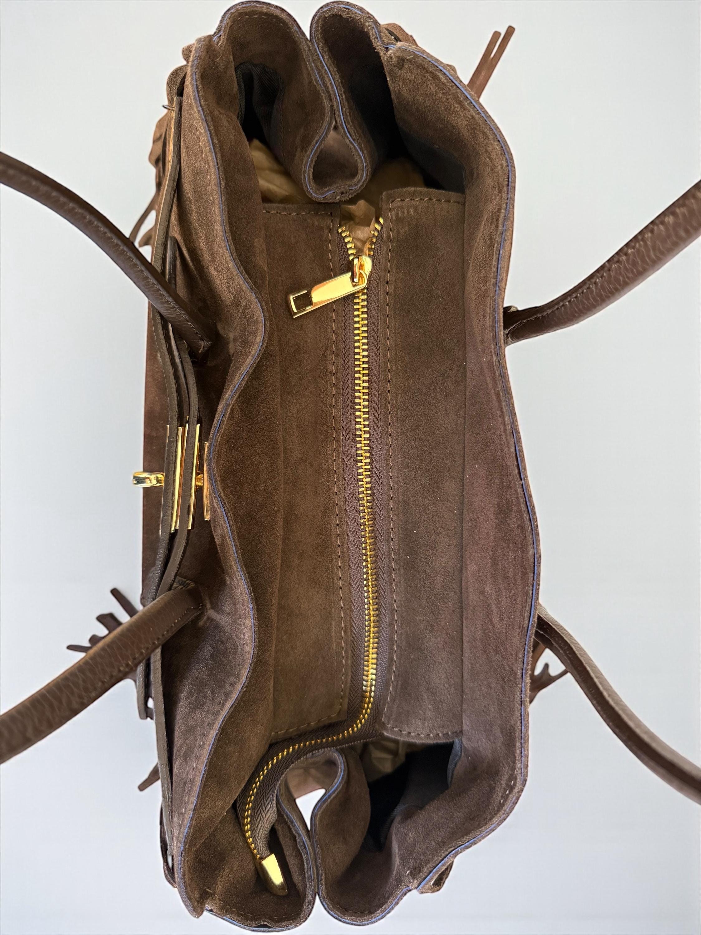 Dark Brown Large Suede fringe Shoulder Bag