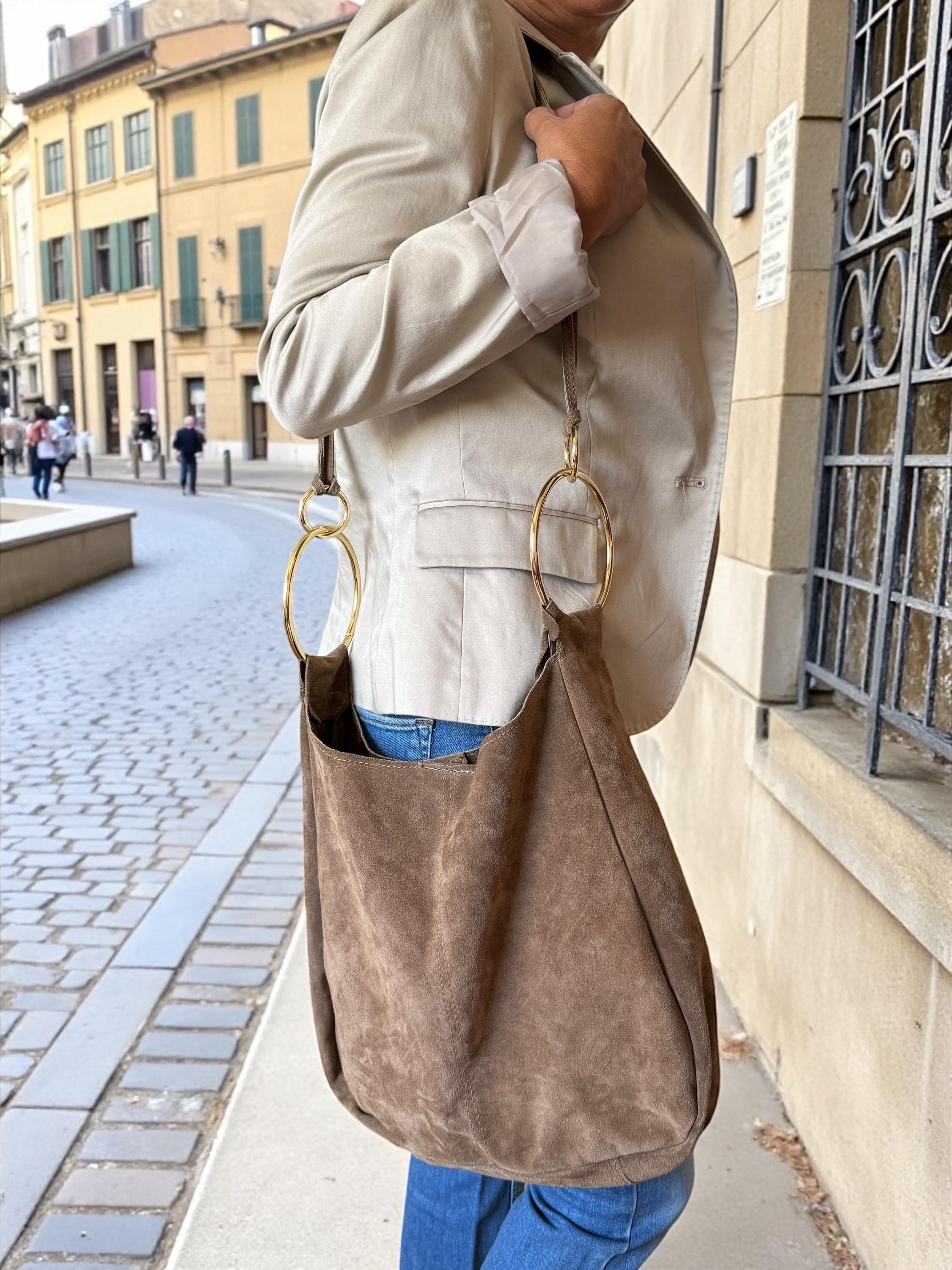 Oversized Suede Toupe Tote