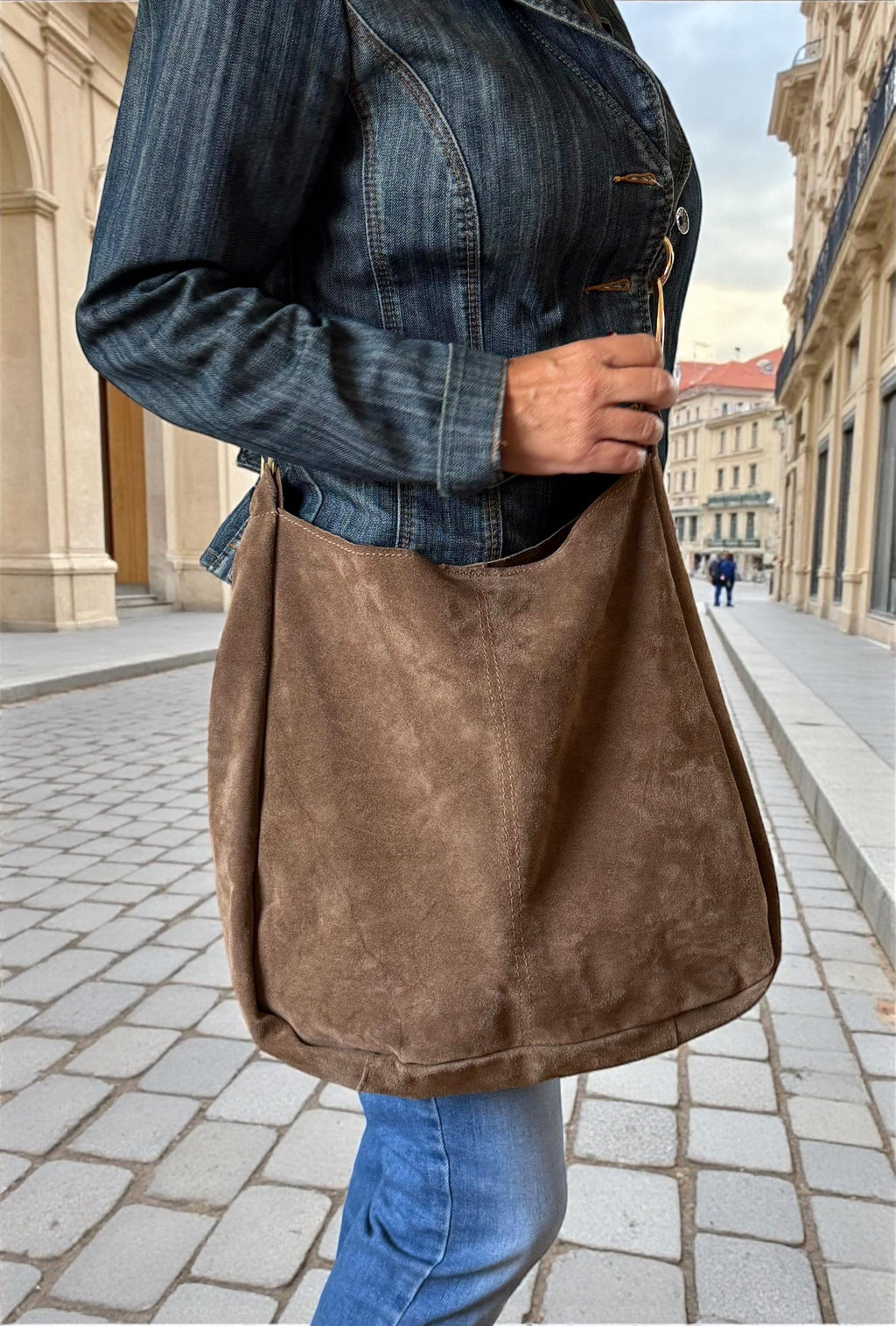 Oversized Suede Toupe Tote
