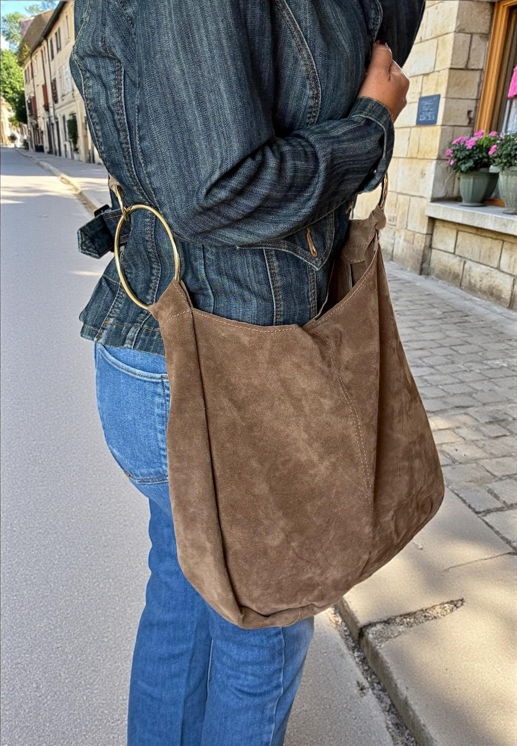 Oversized Suede Toupe Tote