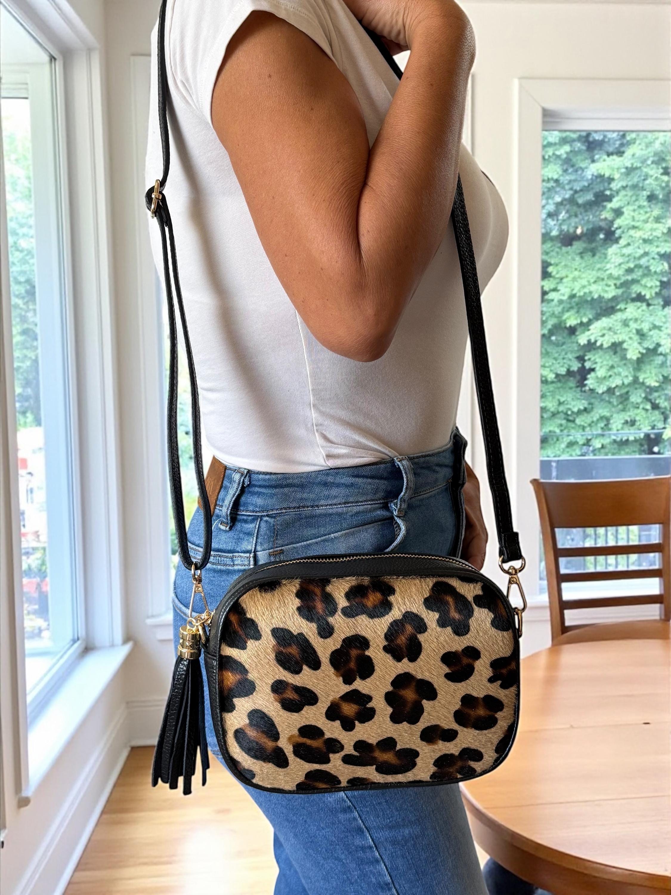 Leopard print Pony Hair & Pebbled Leather Crossbody bag