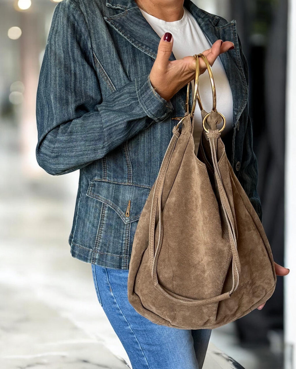 Oversized Suede Toupe Tote