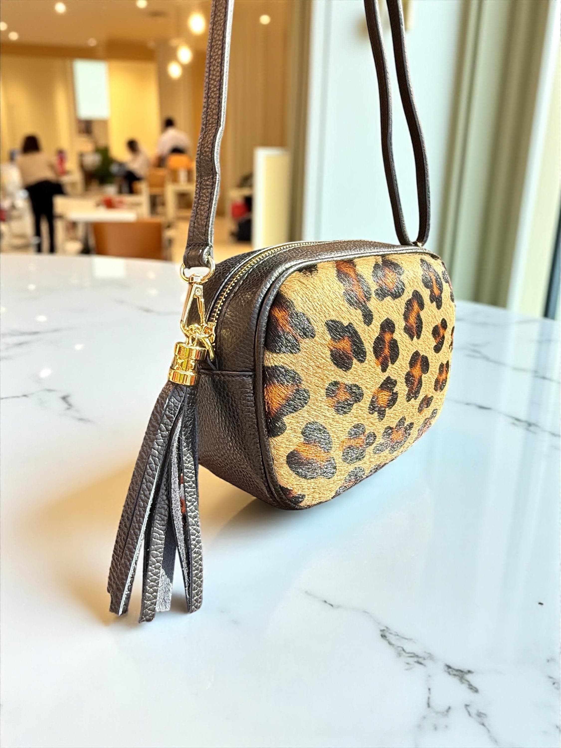 Leopard print Pony Hair & Pebbled Leather Crossbody bag