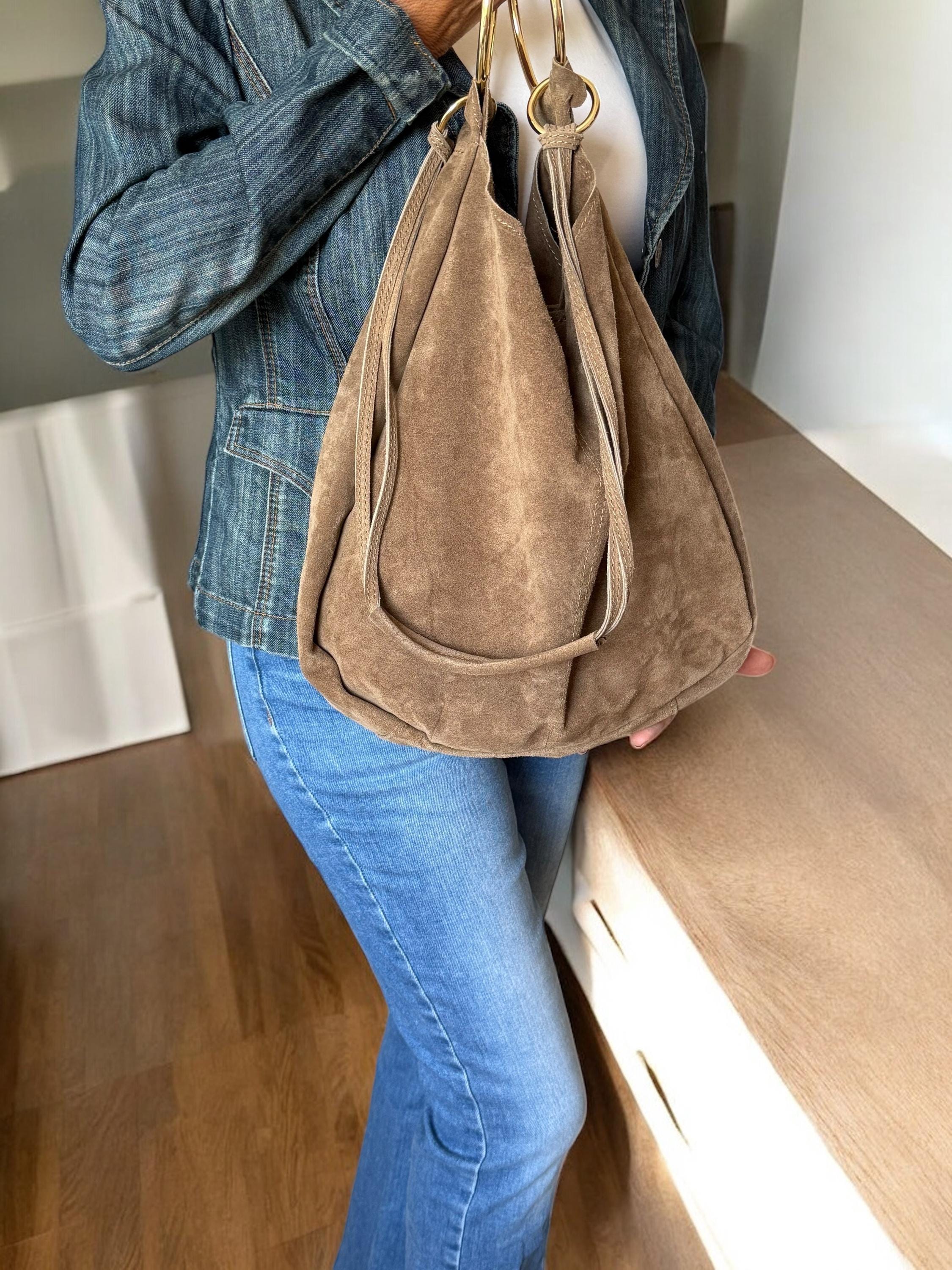 Oversized Suede Toupe Tote