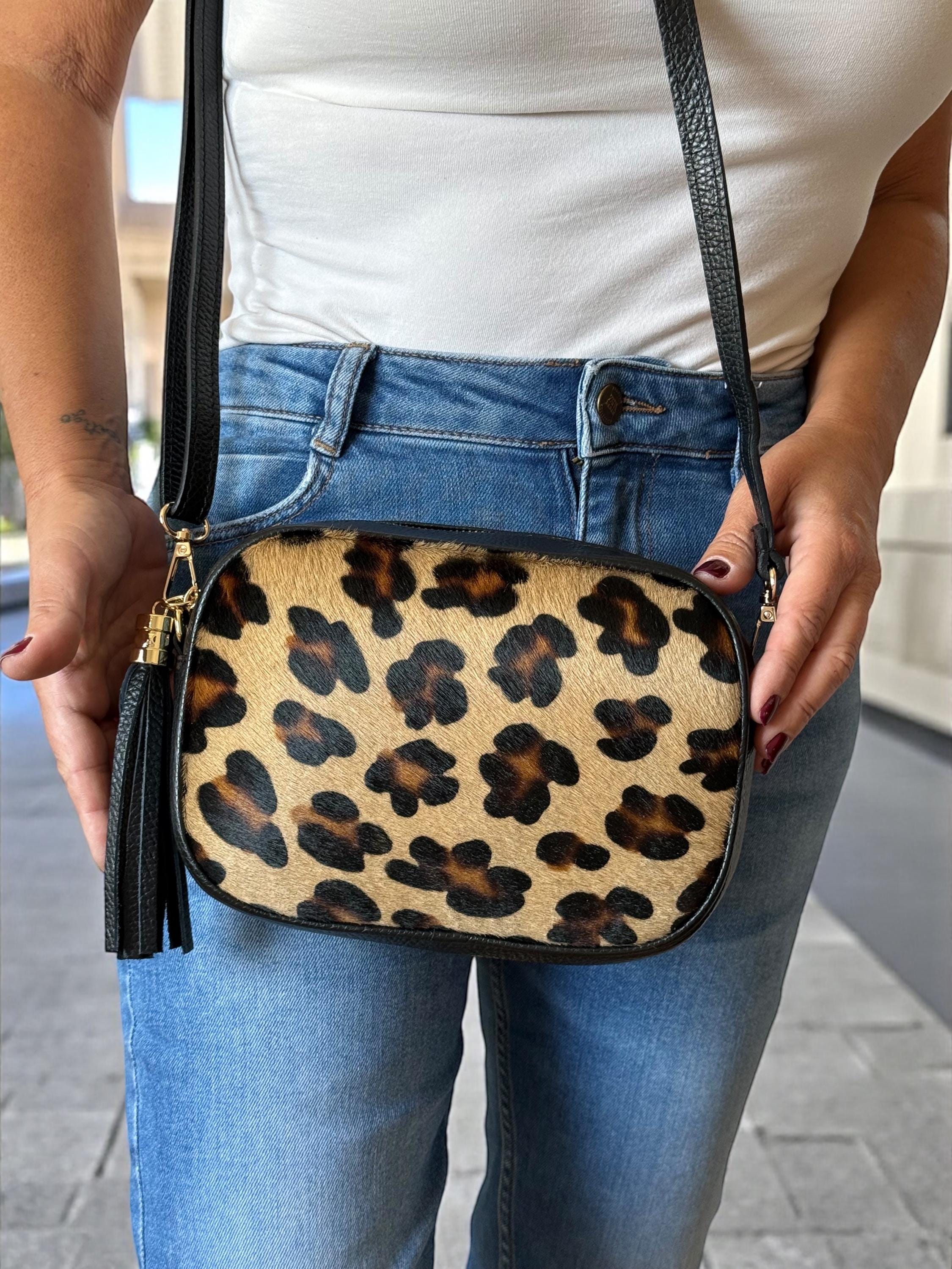 Leopard print Pony Hair & Pebbled Leather Crossbody bag