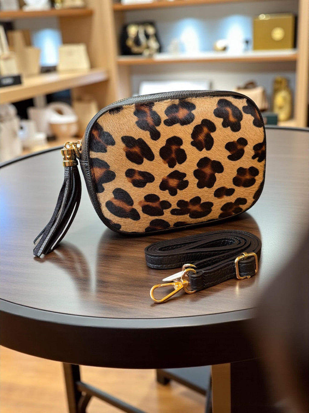 Leopard print Pony Hair & Pebbled Leather Crossbody bag
