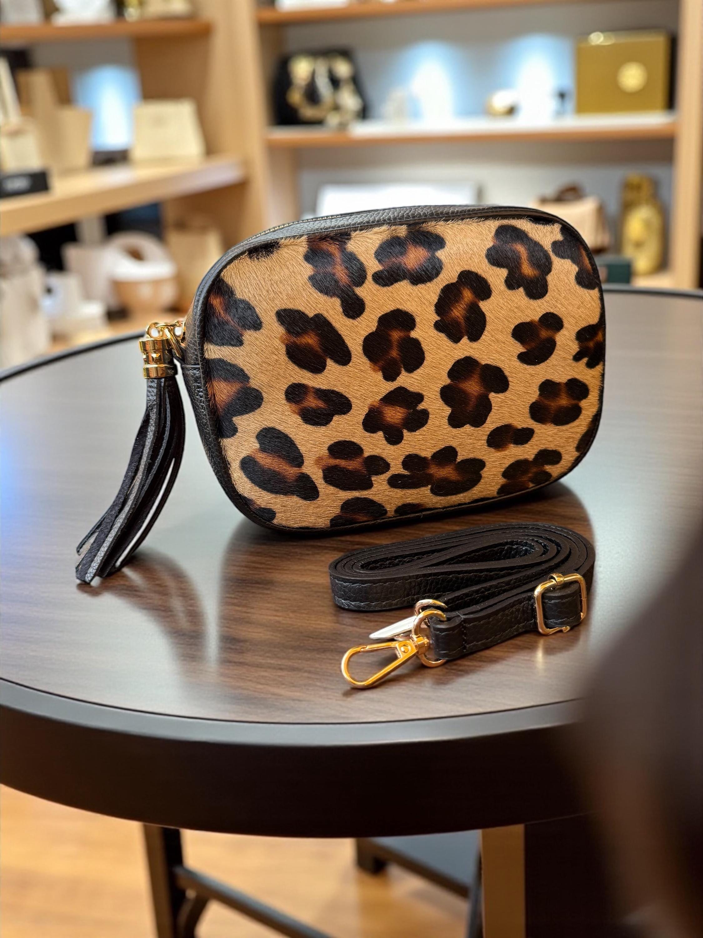 Leopard print Pony Hair & Pebbled Leather Crossbody bag