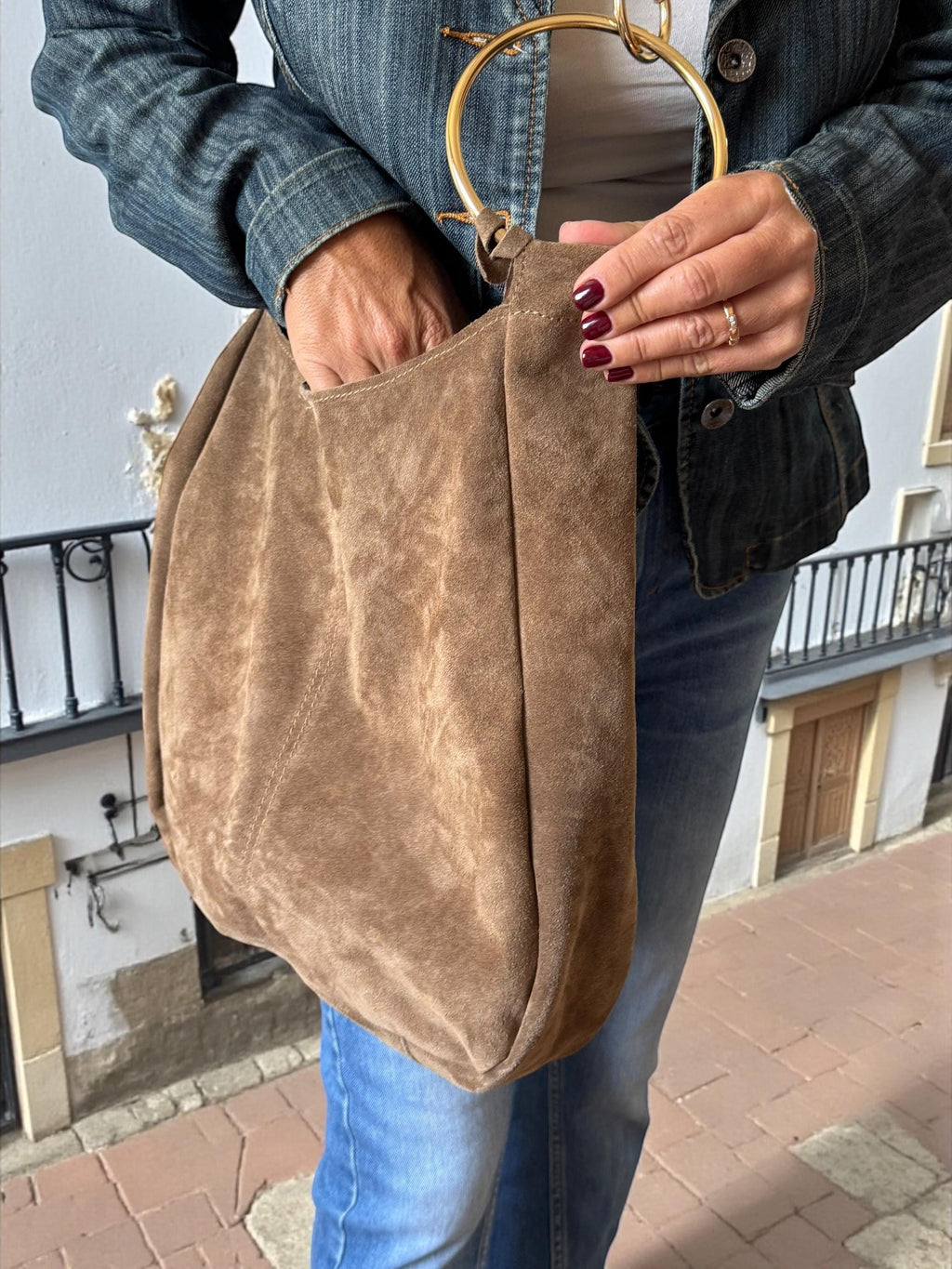 Oversized Suede Toupe Tote