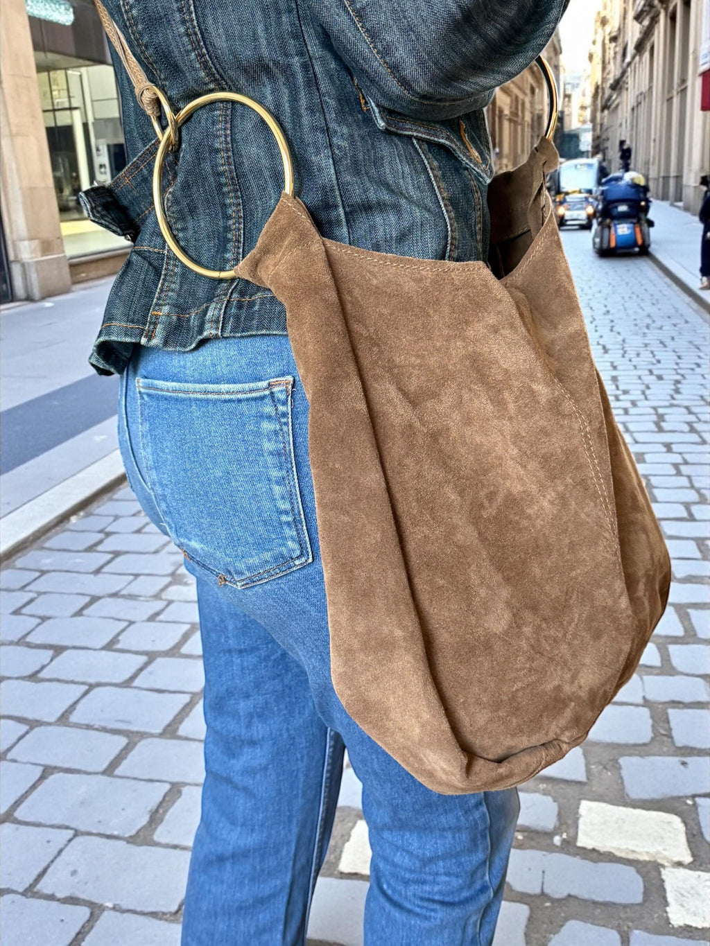 Oversized Suede Toupe Tote