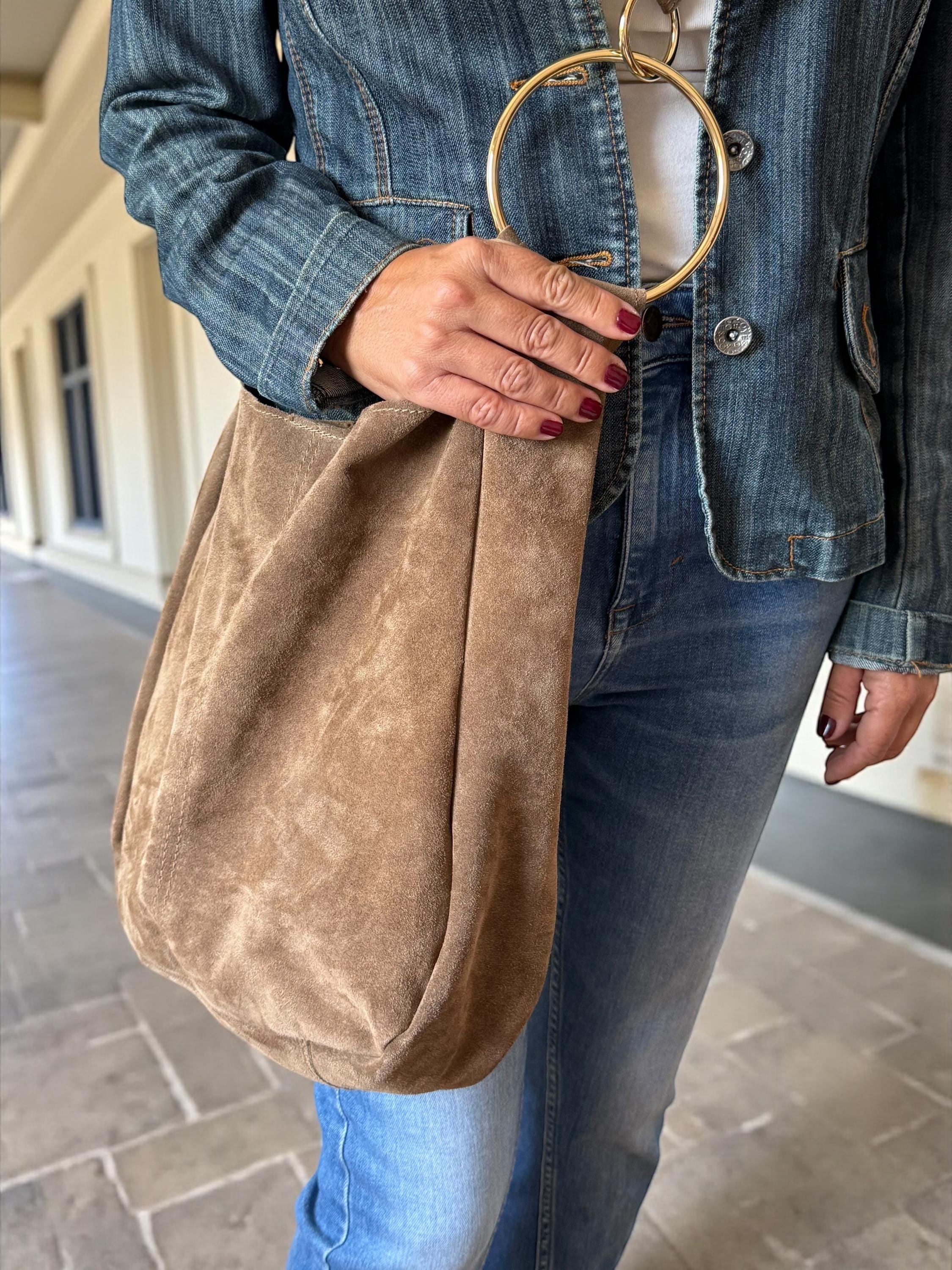 Oversized Suede Toupe Tote