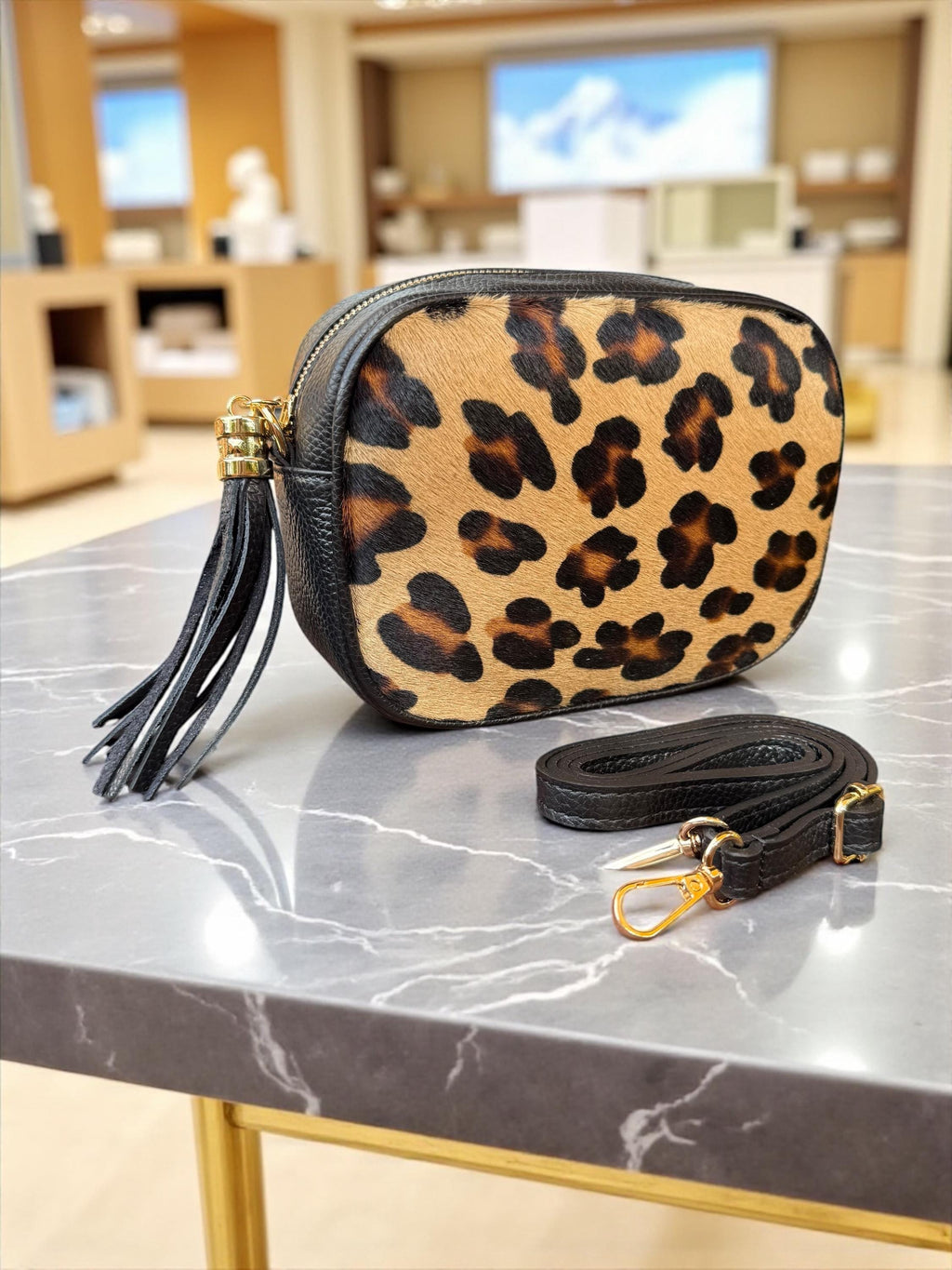 Leopard print Pony Hair & Pebbled Leather Crossbody bag