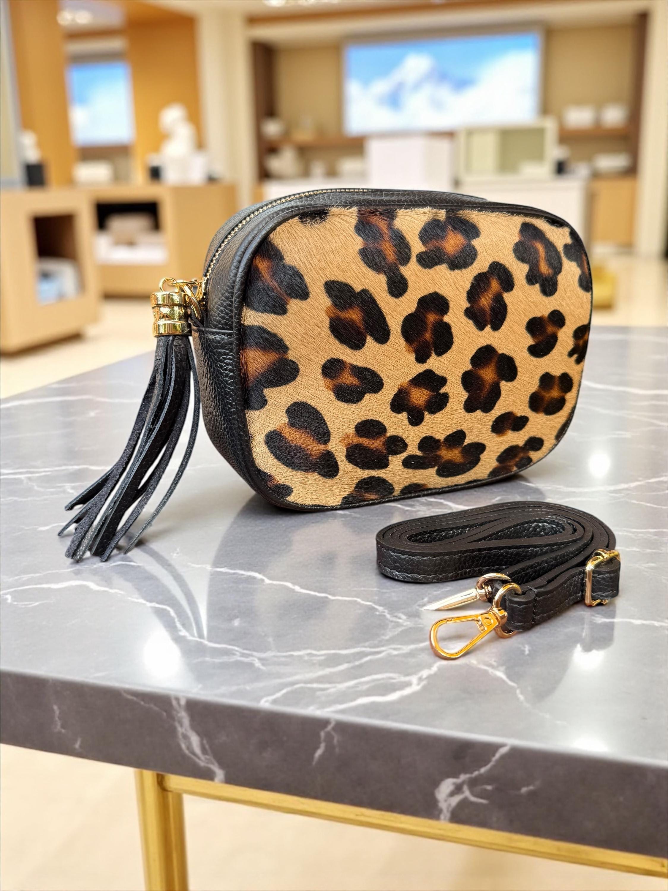 Leopard print Pony Hair & Pebbled Leather Crossbody bag