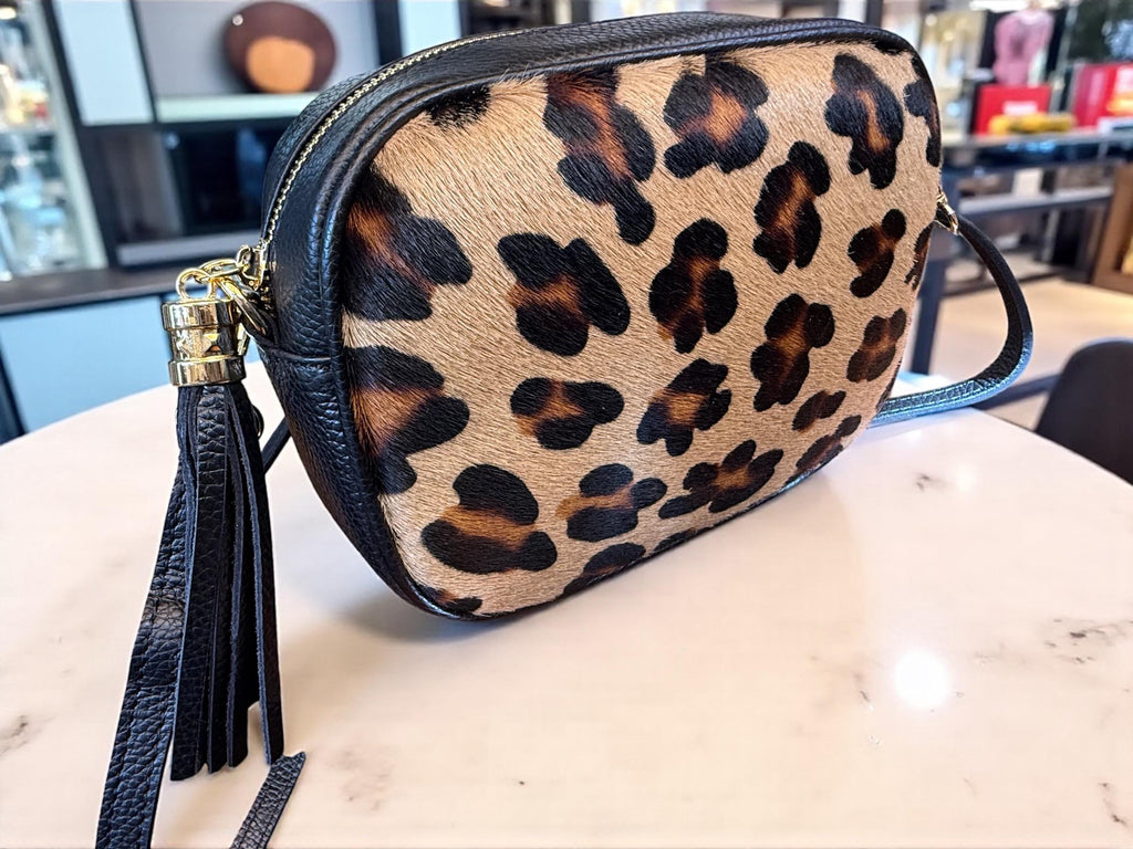 Leopard print Pony Hair & Pebbled Leather Crossbody bag