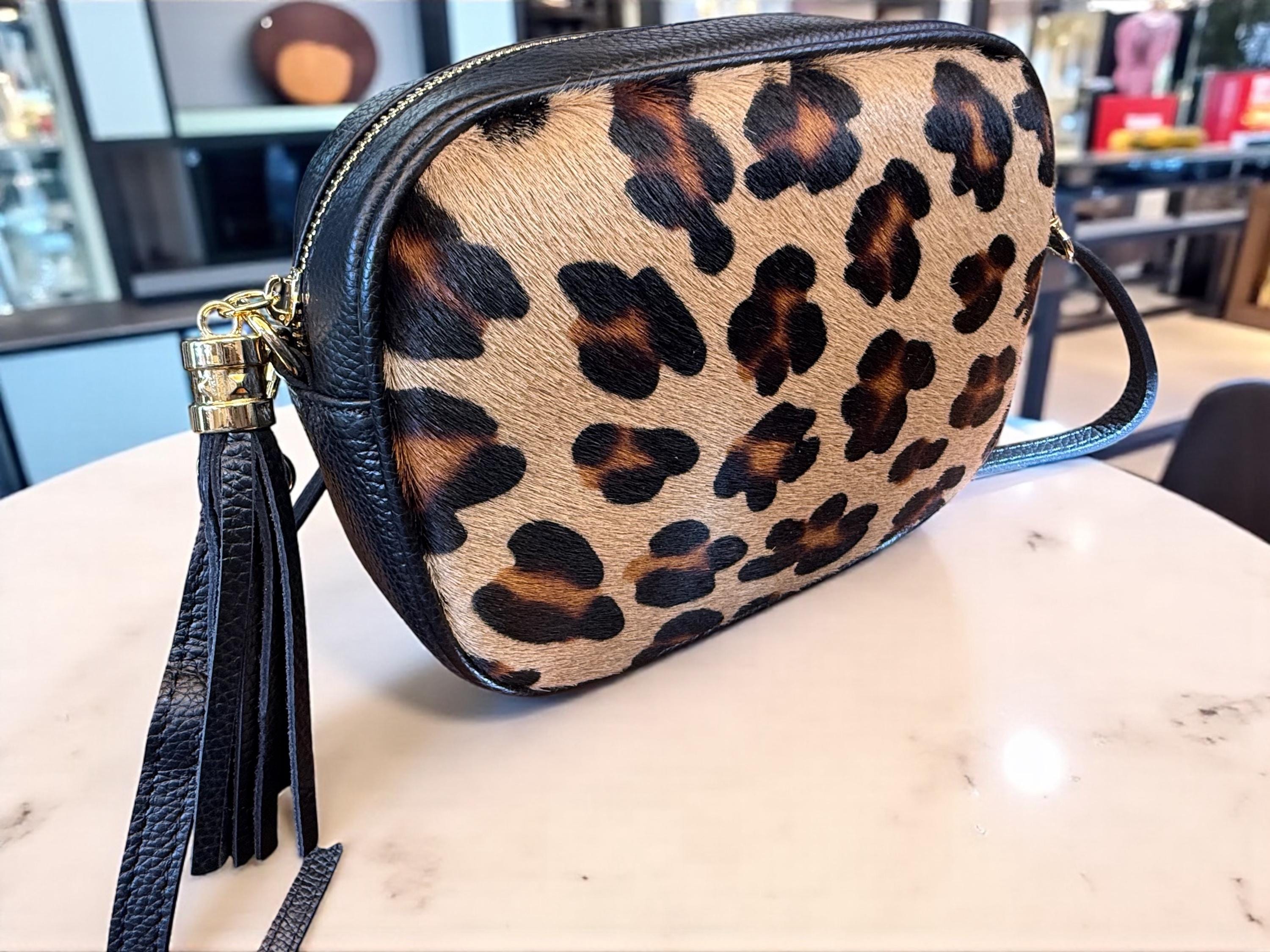 Leopard print Pony Hair & Pebbled Leather Crossbody bag