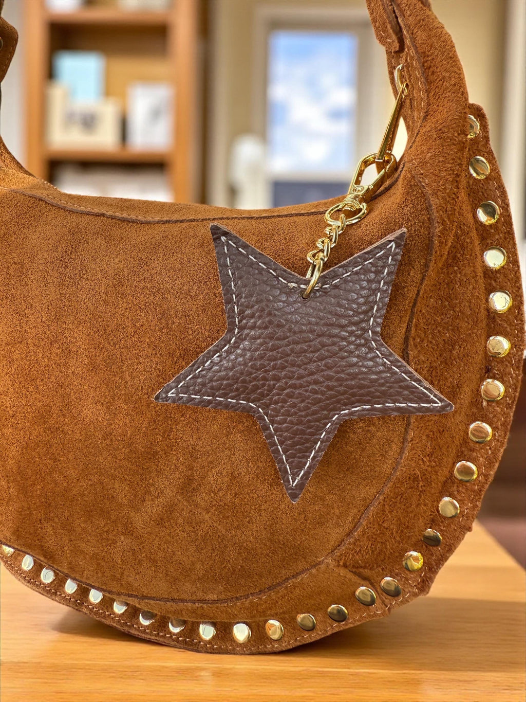 Star-Shaped Leather Bag Charm