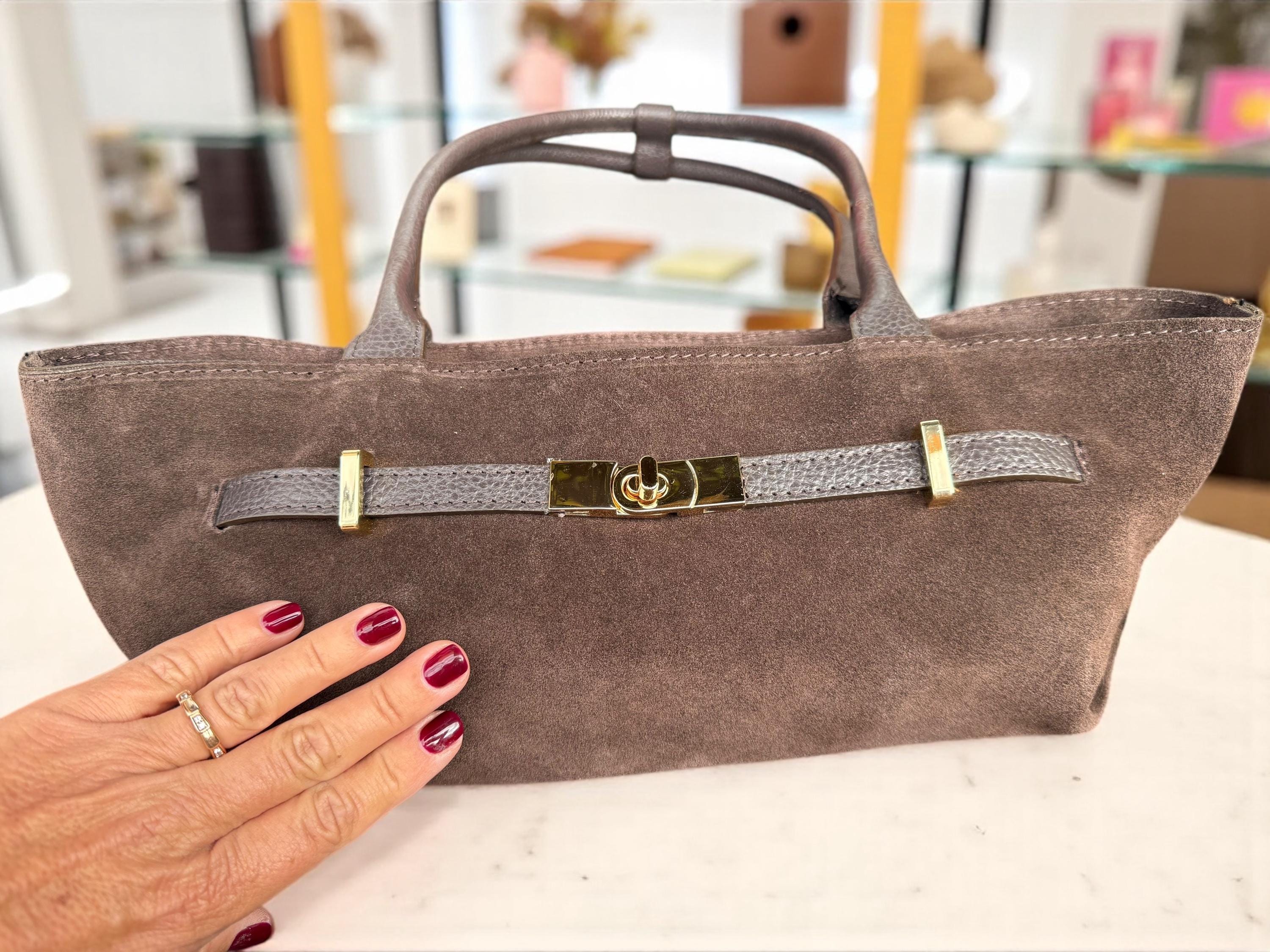 Dark Brown Genuine Suede Baguette