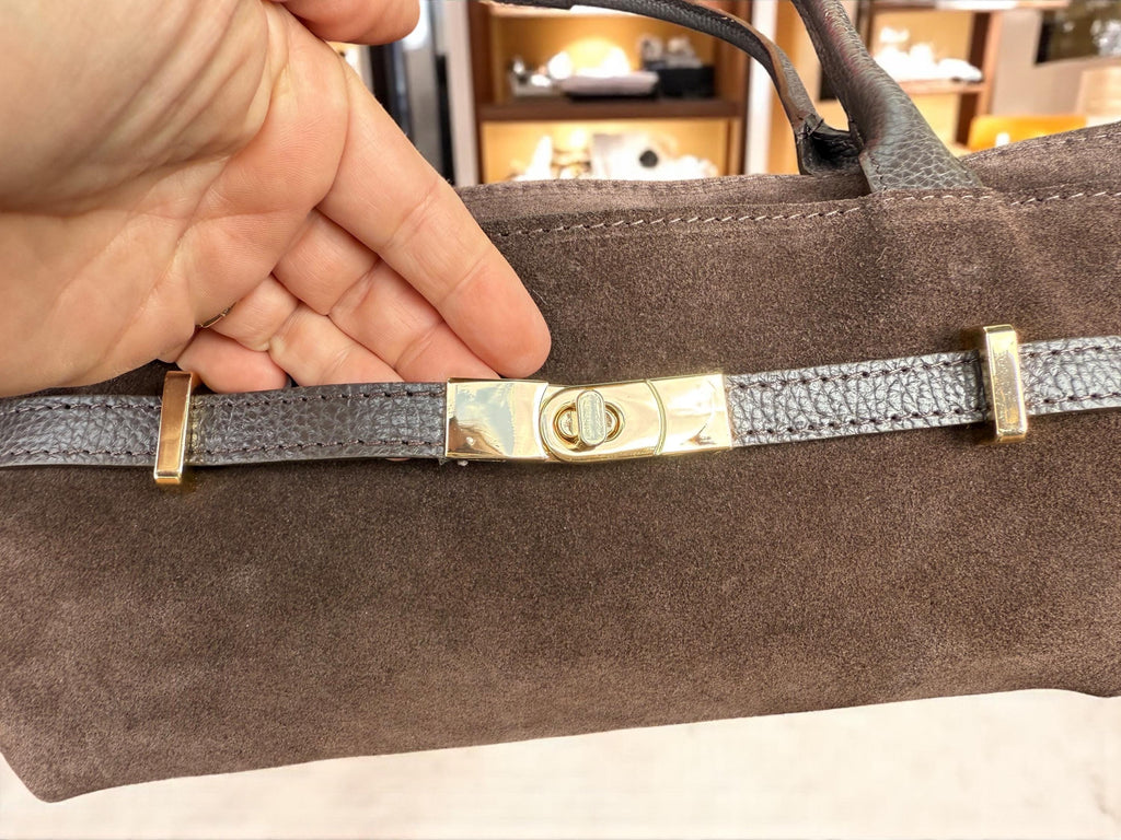 Dark Brown Genuine Suede Baguette