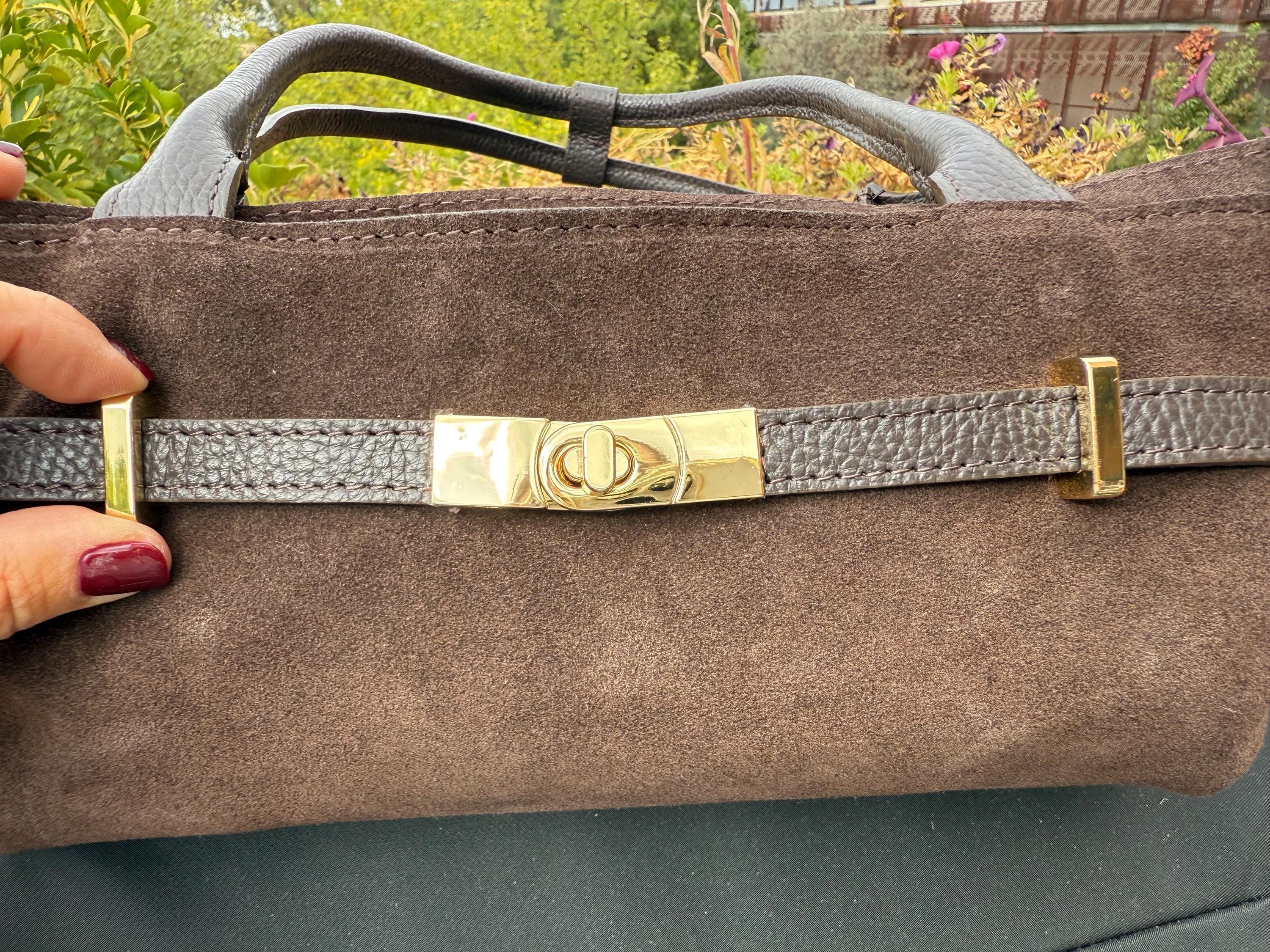 Dark Brown Genuine Suede Baguette