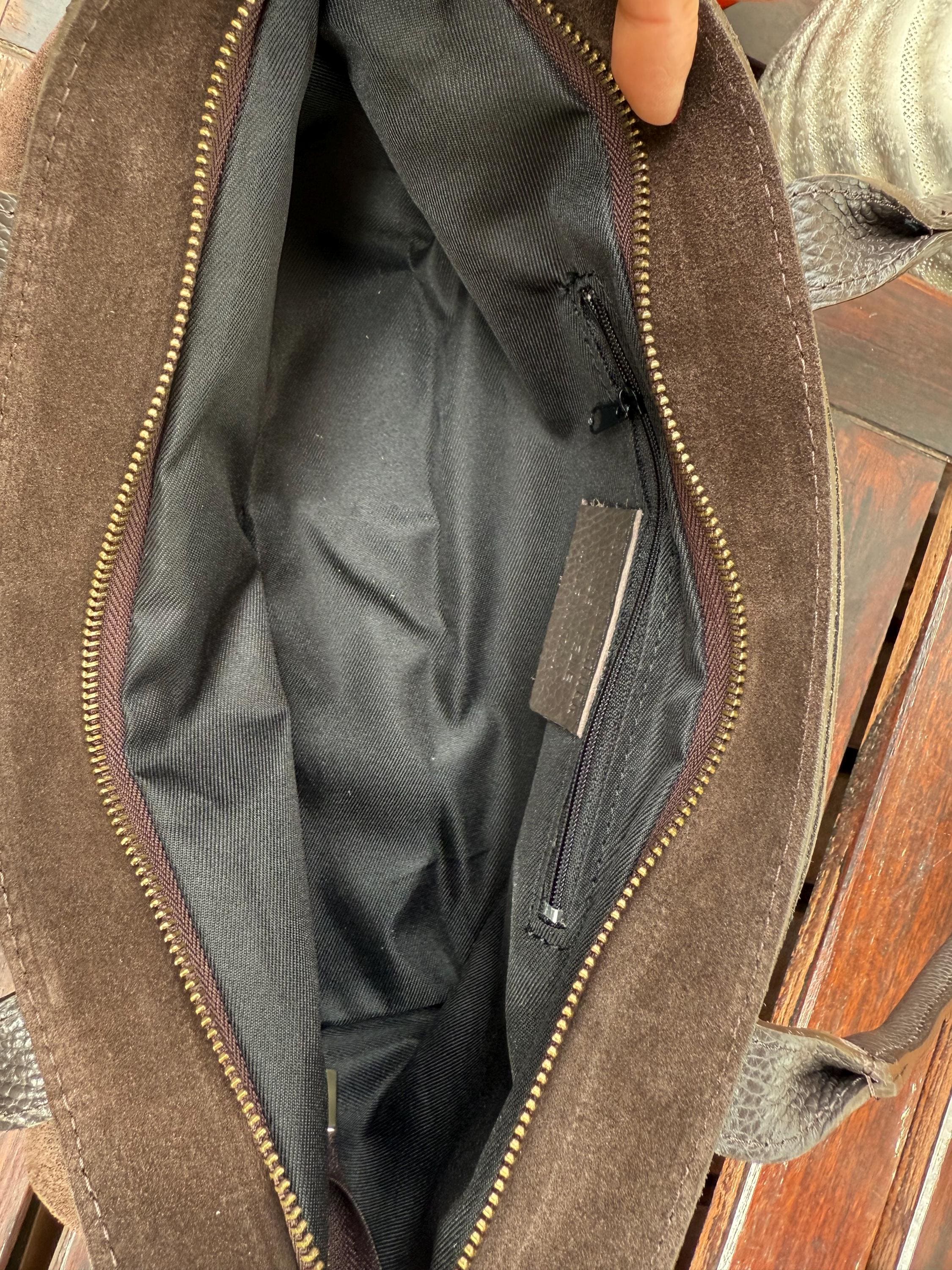 Dark Brown Genuine Suede Baguette