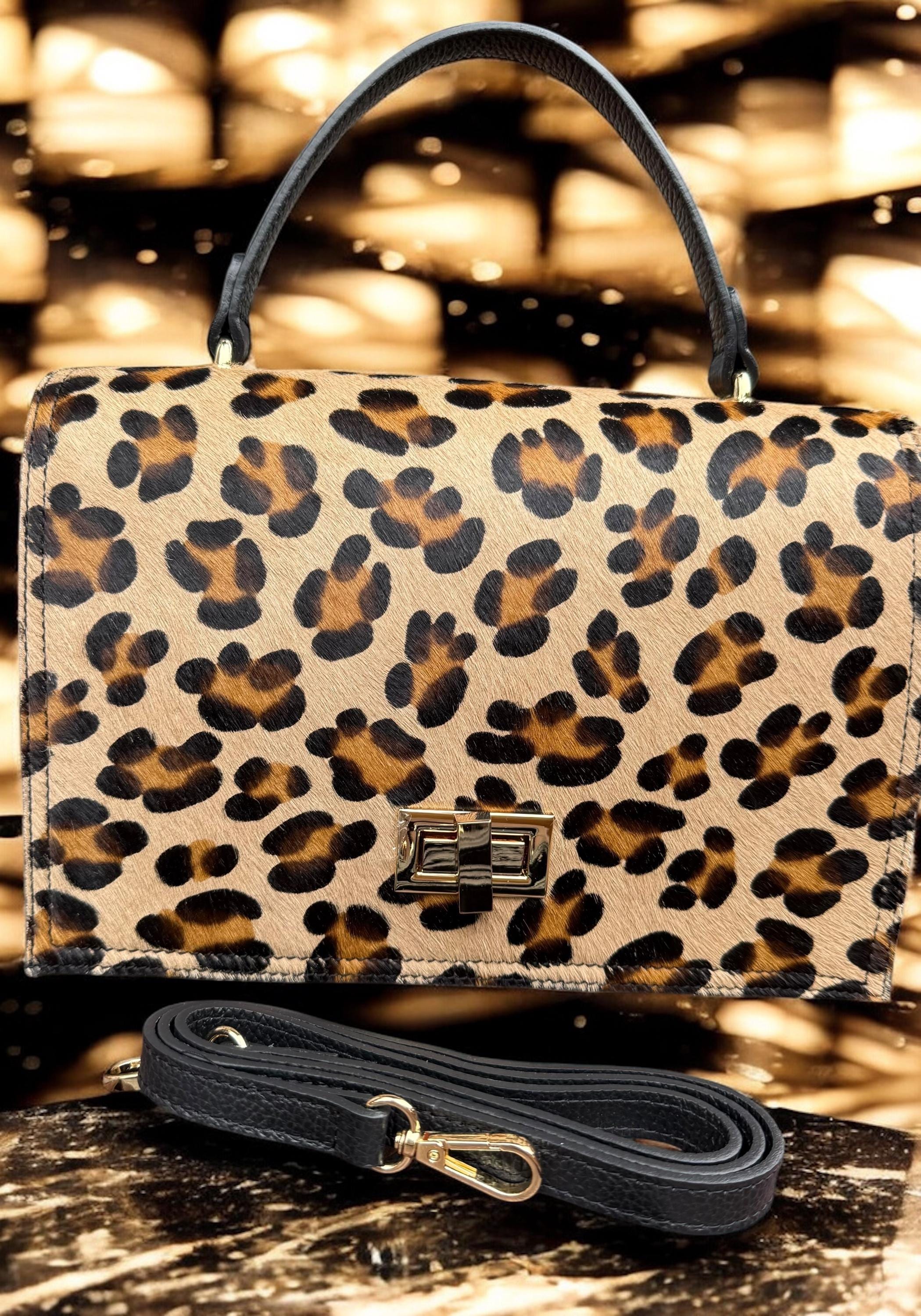 Satchel in Leopard Pony Hair & Genuine Pebbled Leather