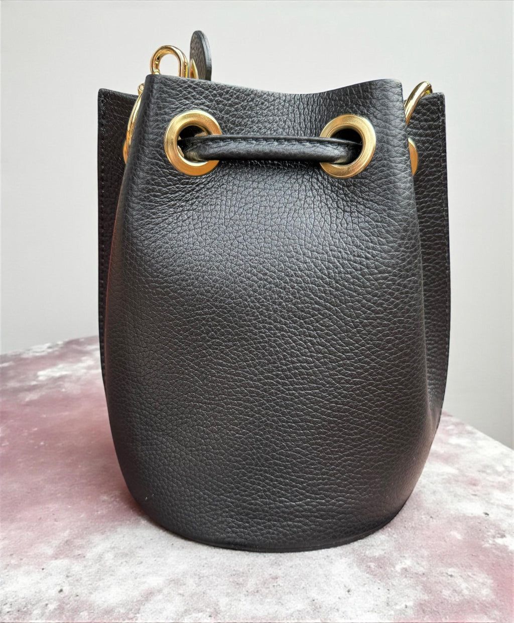 Leopard Pony Hair & Pebbled Leather Bucket