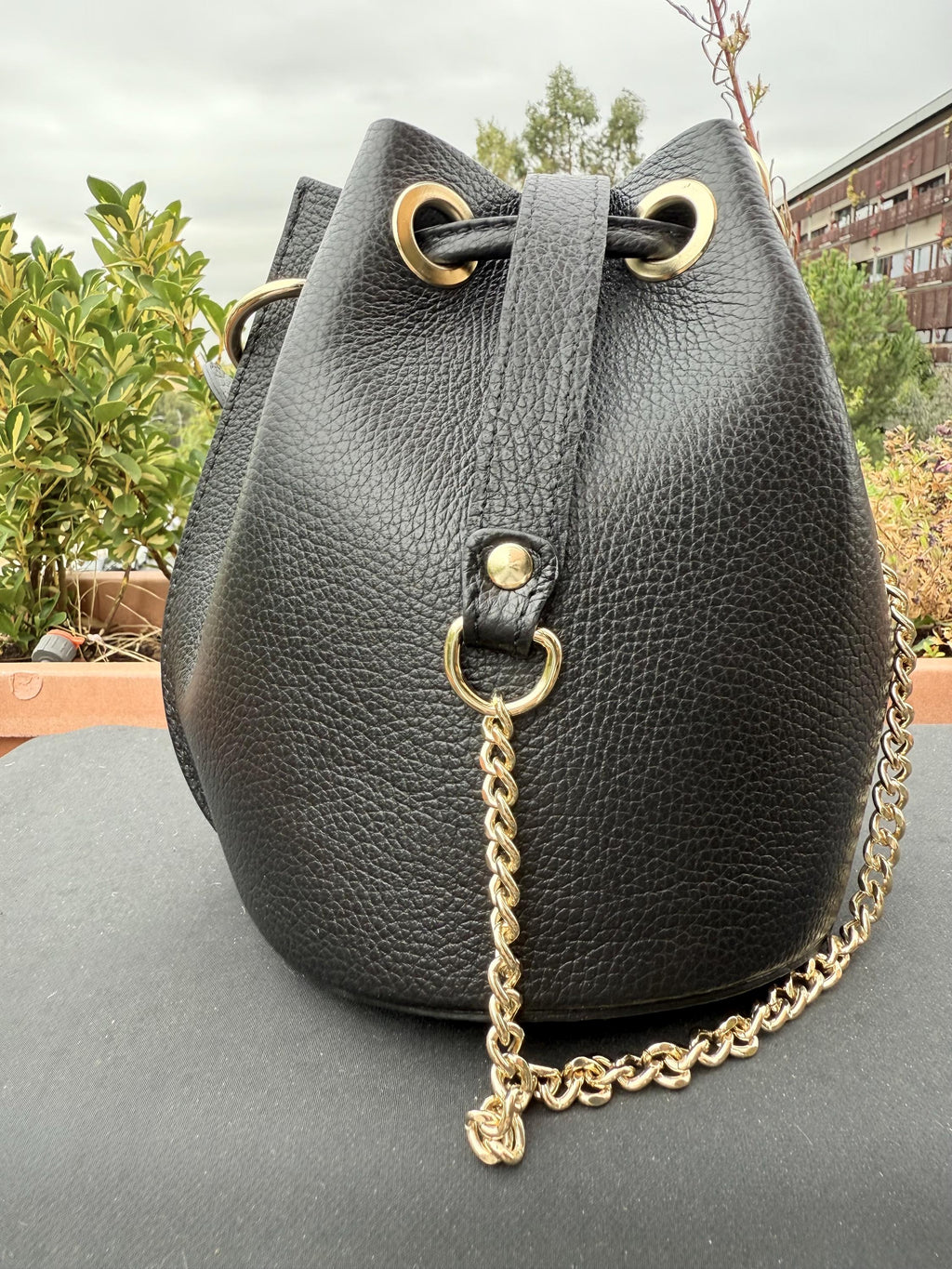 Leopard Pony Hair & Pebbled Leather Bucket