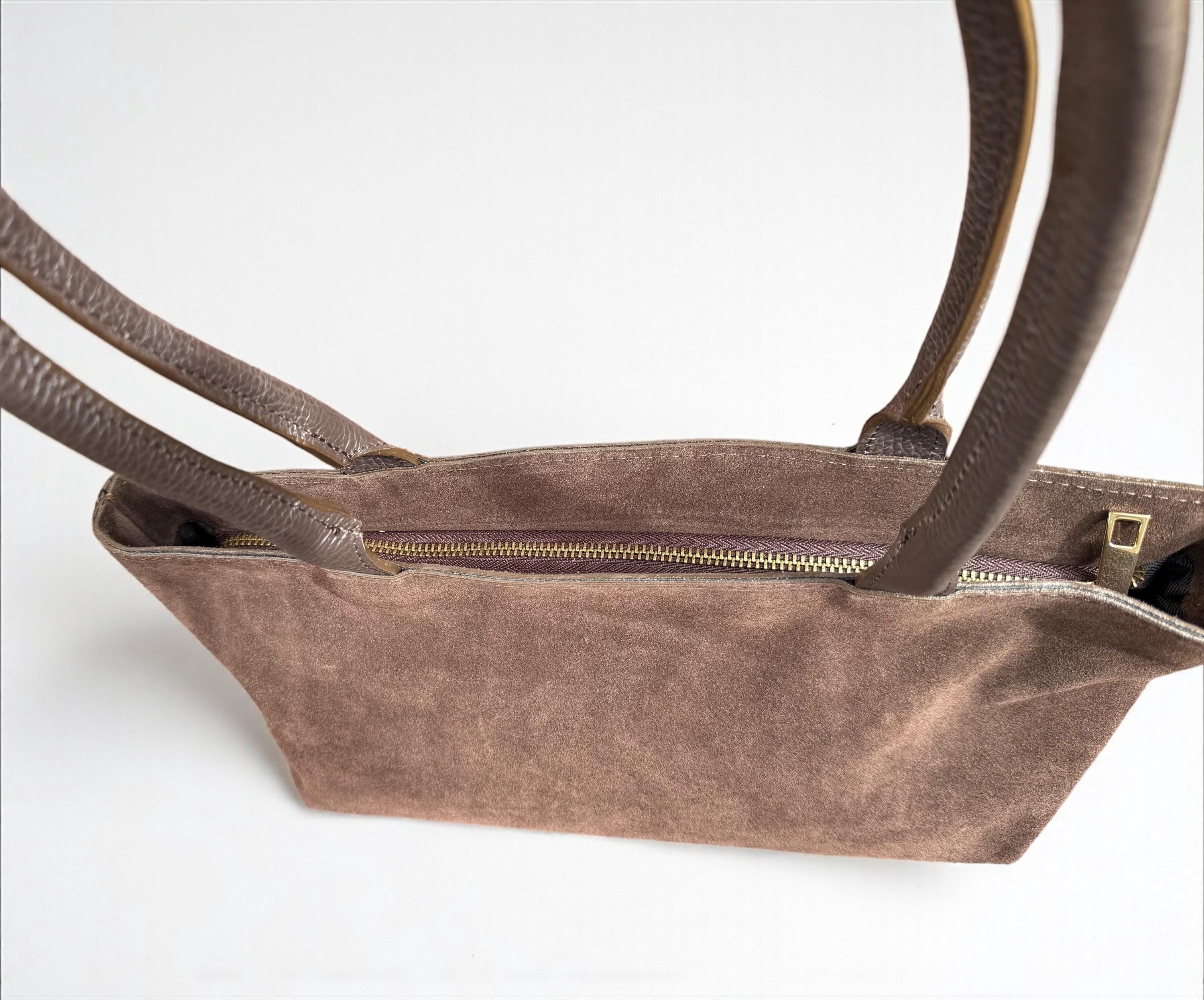 Dark Brown Genuine Suede Baguette